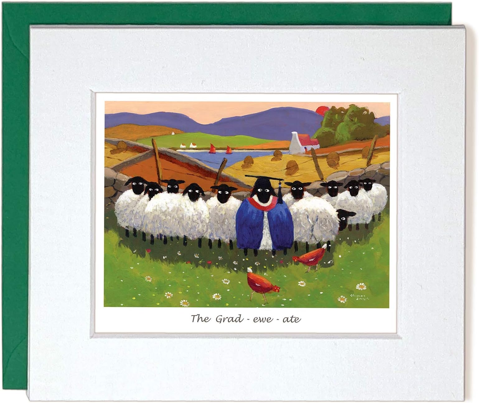 "The Grad-ewe-ate" Mounted Greeting Card by Thomas Joseph - Graduation Sheep Range
