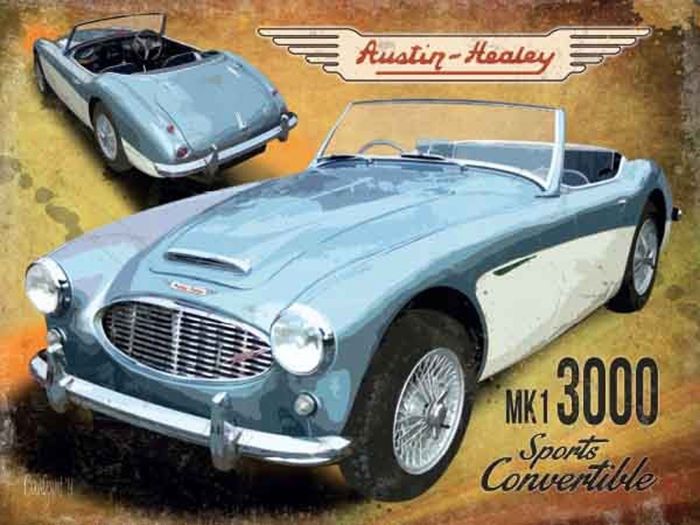 Empireposter Austin Healy MK1 Sports Convertible Nostalgisches Fahrzeuge Blechschild Austin Healey - Grösse 20x15 cm