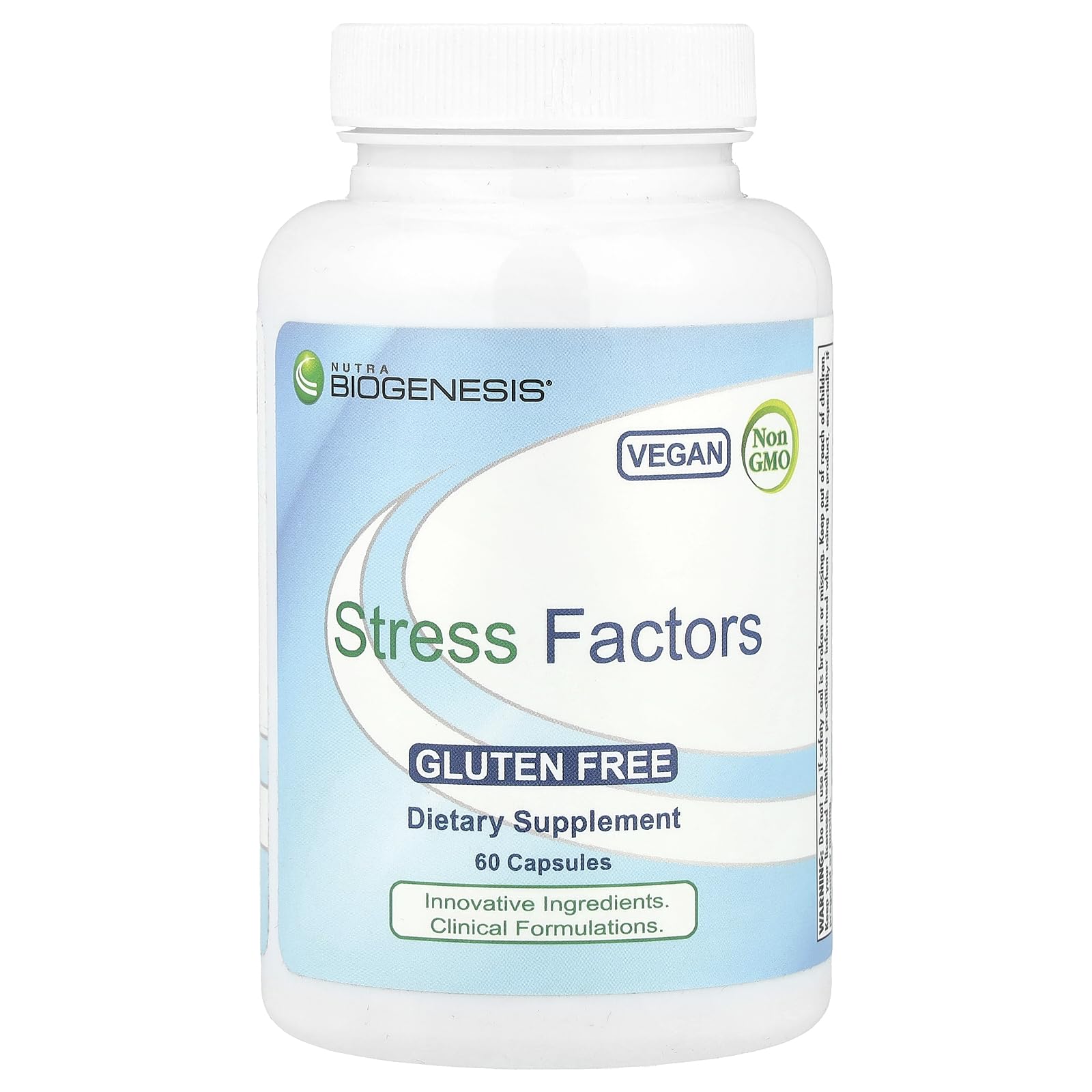 Nutra Biogenesis Stress Factors - GABA Supplements for Women & Men, L Theanine Calm Relaxation Support for Adults, 100mg L-Theanine & 25mg GABA Per Pill - 60 Veggie Capsules
