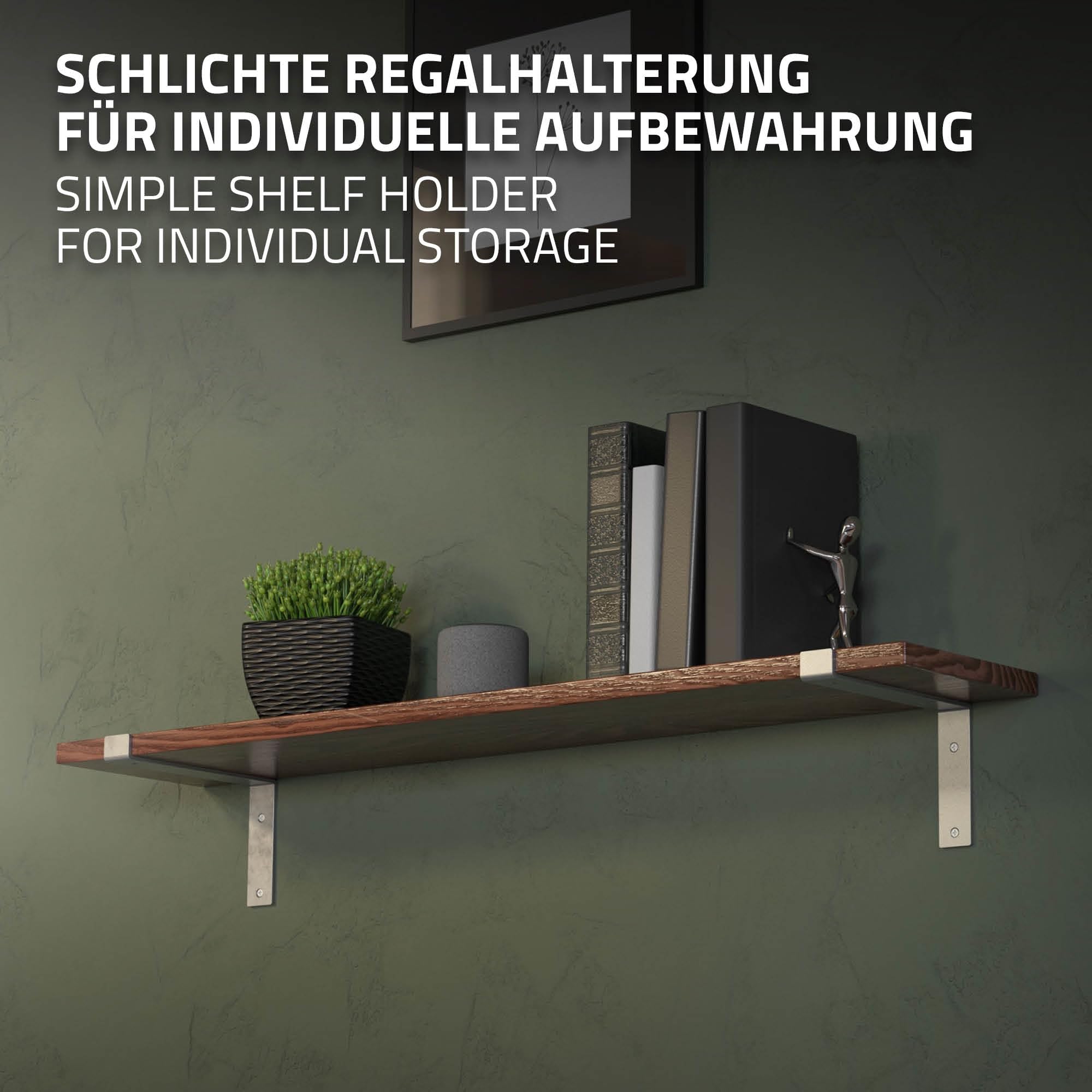 ML-Design Set 4 Staffe per Mensole a L in Metallo Grigio 25 x 4 x 14,5 cm Supporti Angolari per Ripiani Peso Massimo 50 kg con Materiale di Montaggio a Parete Incluso Scaffalature a Muro
