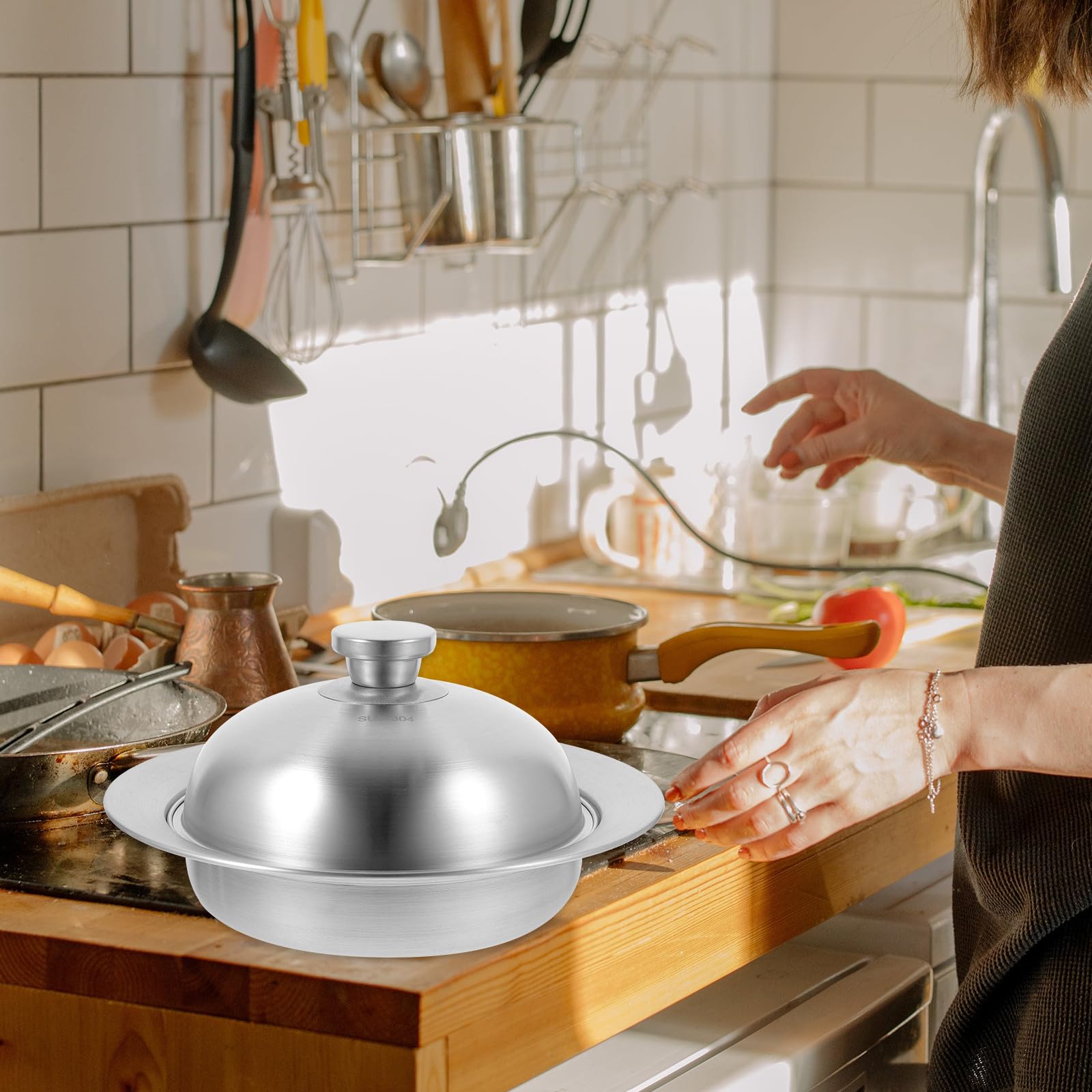 Vaporera Multifunción de Acero Inoxidable con Tapa, Cesta y Placa