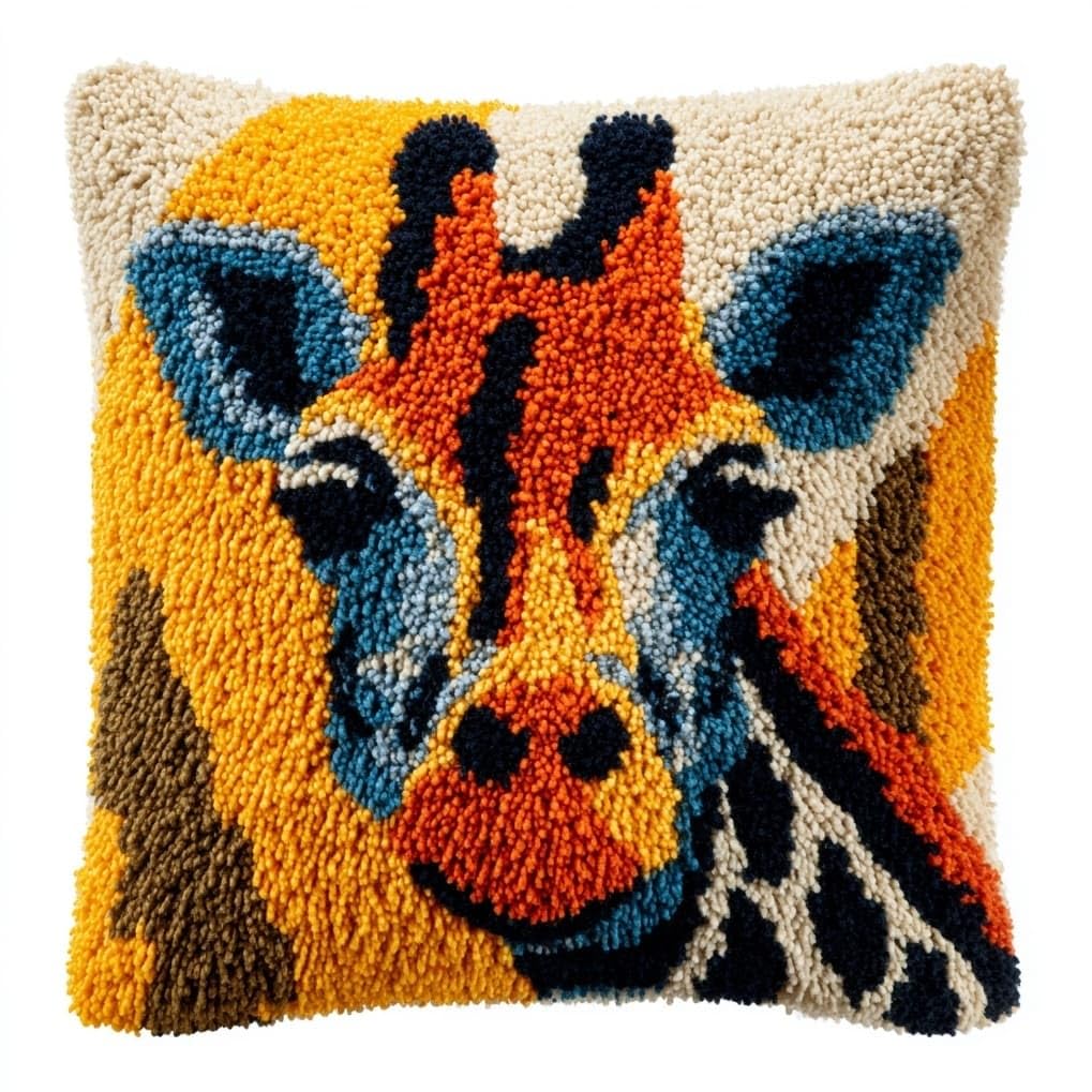 AxiangziK DIY Latch Hook Pillow Kit,Giraffe
