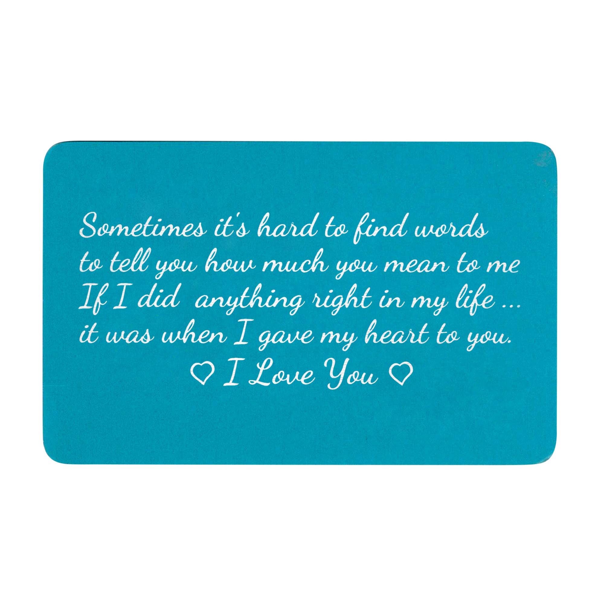 Dreambell Anodized Aluminum Blue I Love You Words to Tell Personalized Text Engrave Metal Wallet Mini Love Insert Gift Note Card