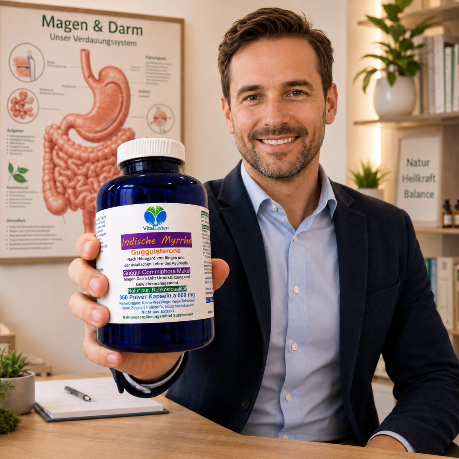 GUGGUL Indische MYRRHE Ayurveda Guggulsterone 360 Pulver Kapseln - Commiphora Mukul Premium Qualität. NATUR PUR - OHNE ZUSATZSTOFFE - OHNE FÜLLSTOFFE. Abgefüllt in Deutschland. 26810-360
