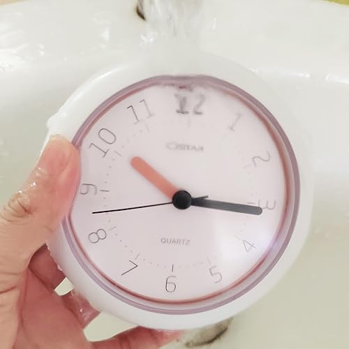 Miniatura 6 de OSTAR Reloj de ducha de 2 piezas, resistente al agua, analógico, de cuarzo, soporte colgante de doble propósito, funciona con pilas AA, tamaño