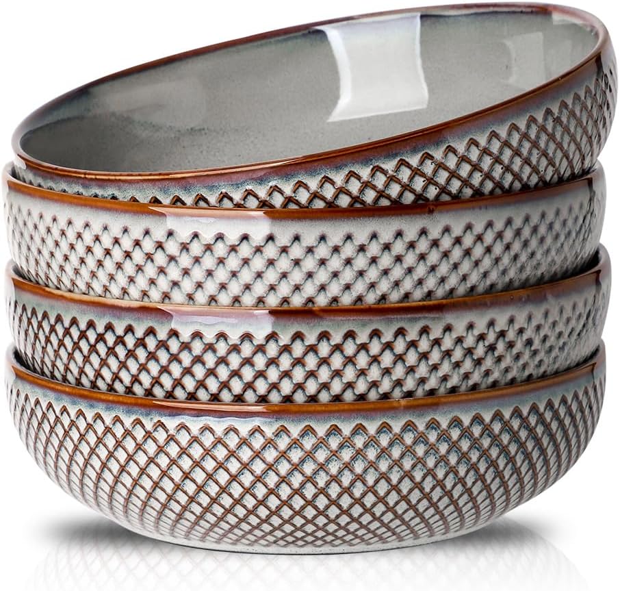 HVH 8.5 inch Large Pasta Bowls Set of 4, 46oz Big Salad