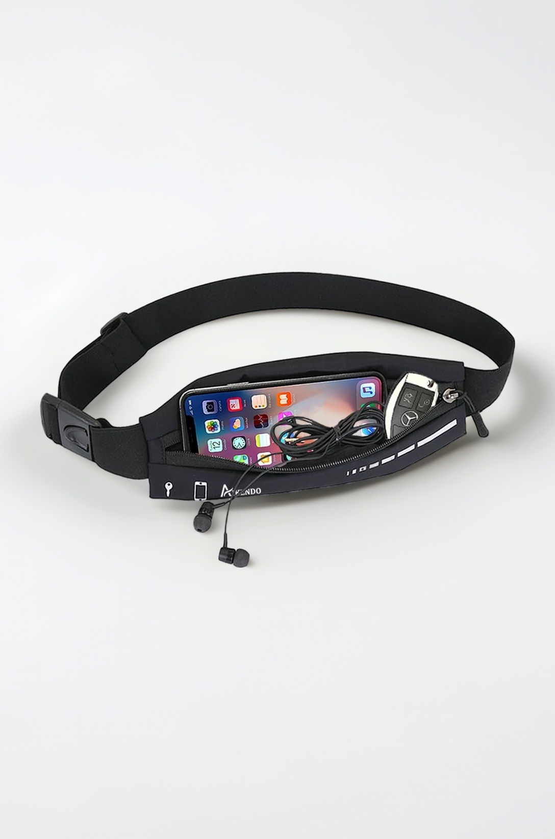 Slim Running Belt Fanny Pack for Women Men, Phone Holder Runners Pouch Waist Belt for Workout Jogging, Money Belt Running Gift Gear Accessories Compatible with iPhone 13 12 Pro Max, Black