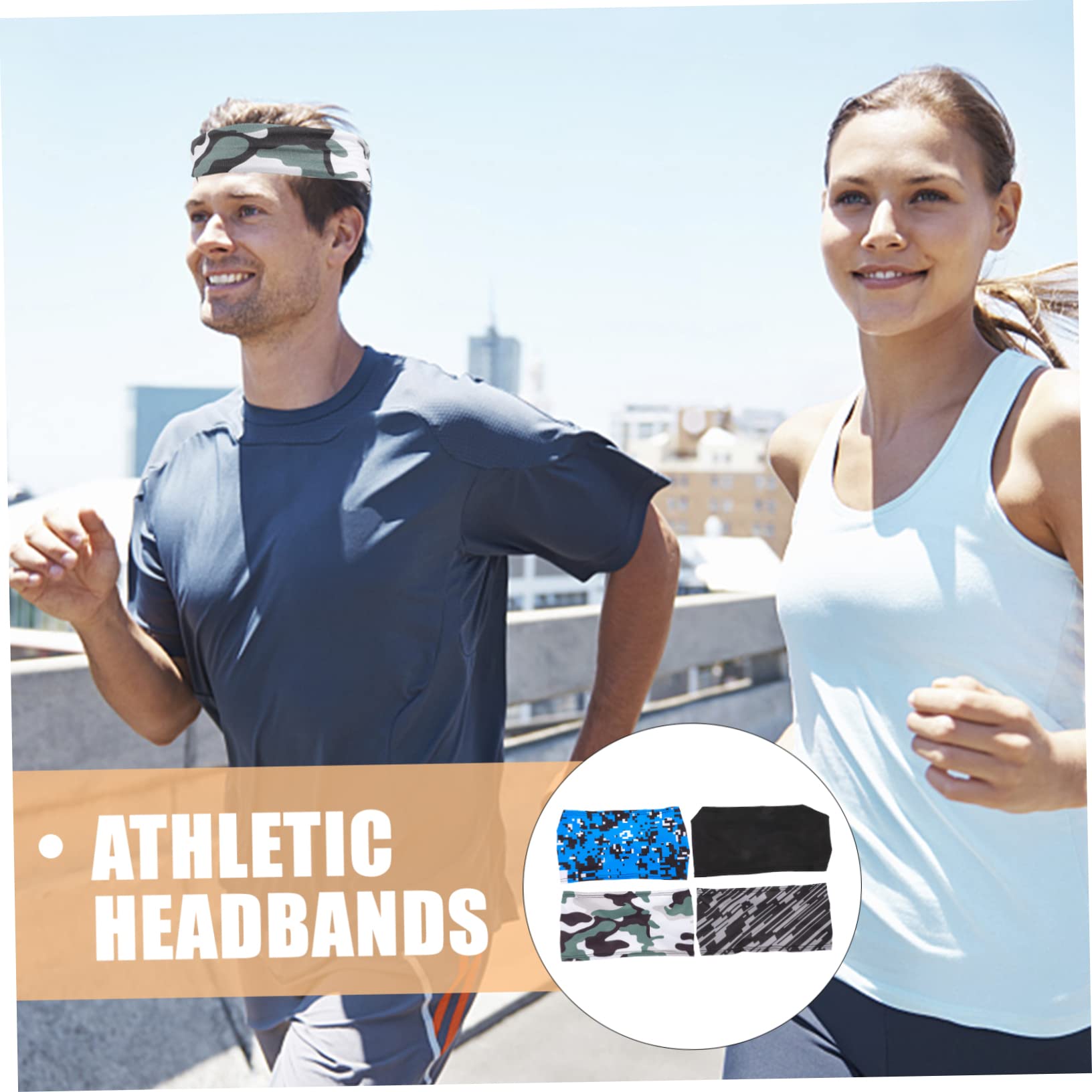 TOYANDONA Sport Stirnbänder Herren Atmungsaktive Schweißband Für Fitness Basketball Und Yoga Elastische rutschfeste Haarbänder Camouflage Und Hohe Schweißabsorption Und