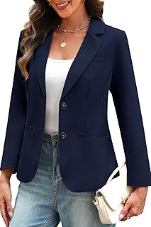 Women's Long Sleeve Blazer Business Casual 2 Button Office Suit Jacket S...