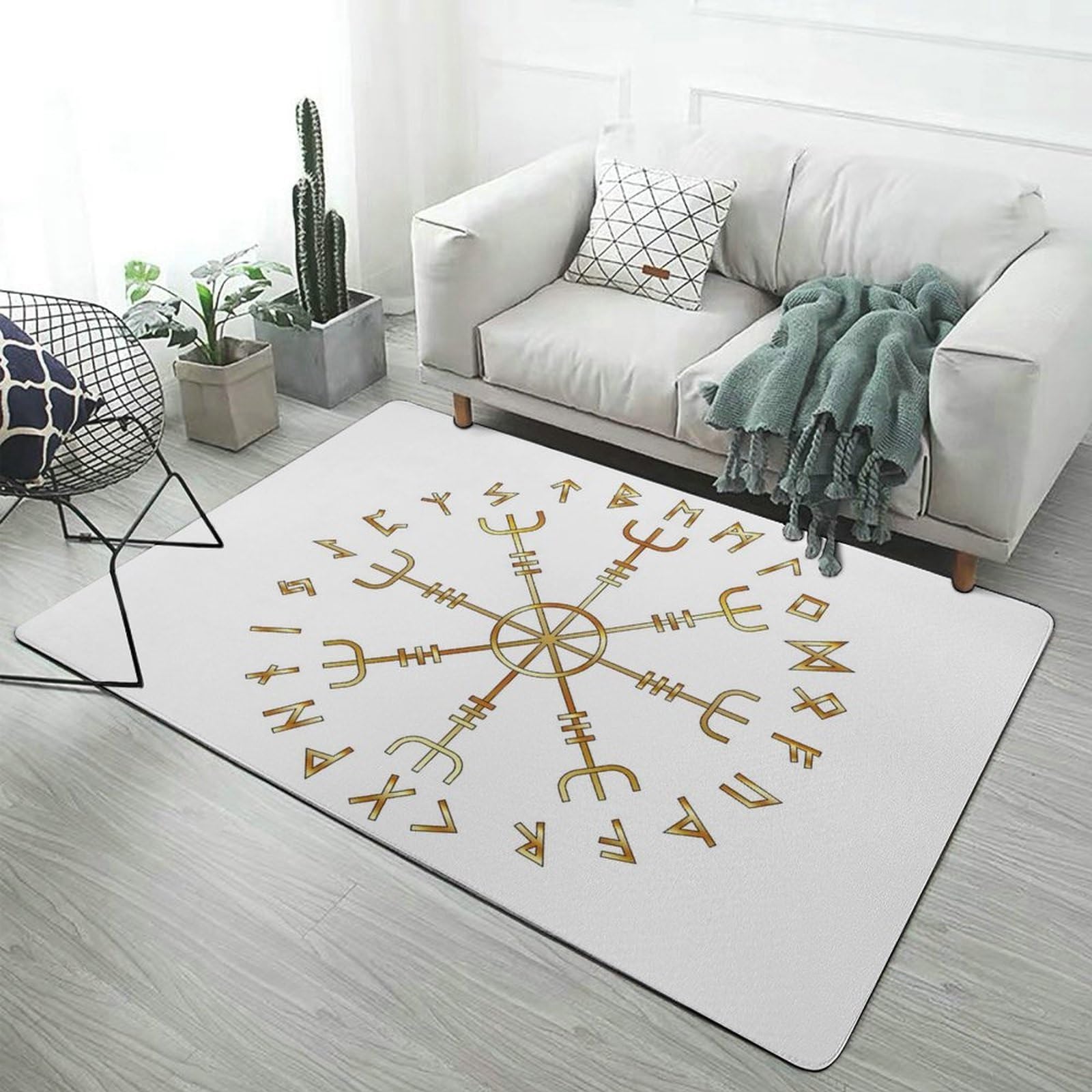 Tapis de sol Vegvisir pour chambre à coucher créez un cocon viking moderne et lavable