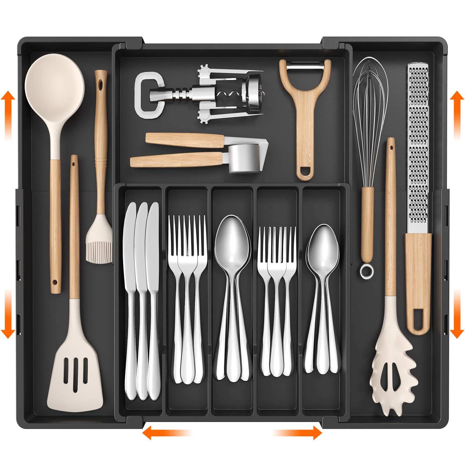 Lifewit Cutlery Drawer Organiser, Extendable Cutlery Tray, 5-8 Compartments
