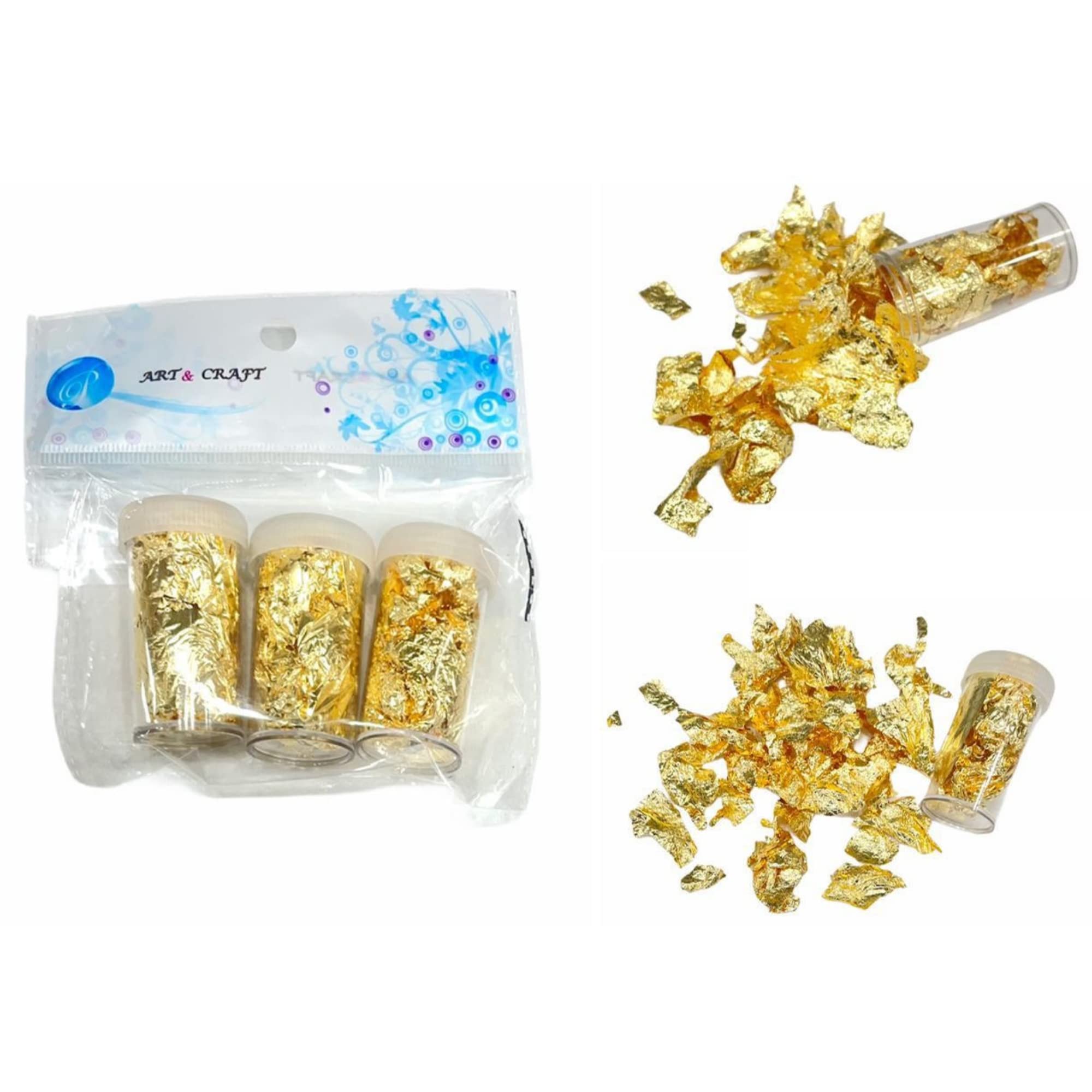 Readyshop go Gliding Flakes for Crafts and Art Nails Slime Paintings 3 Bottles Gold - 5 Grams Each Total of 15 Grams-image-39