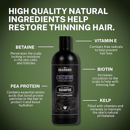 Miniatura 7 de Live Bearded Champú totalmente natural para hombres, promueve el crecimiento del cabello, champú fortalecedor para adelgazar el cabello y la pérdida