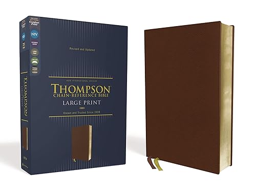 NIV, Thompson Chain-Reference Bible, Large Print, Genuine Leather, Cowhide, Brown, Red Letter, Art Gilded Edges, Comfort Print - Zondervan