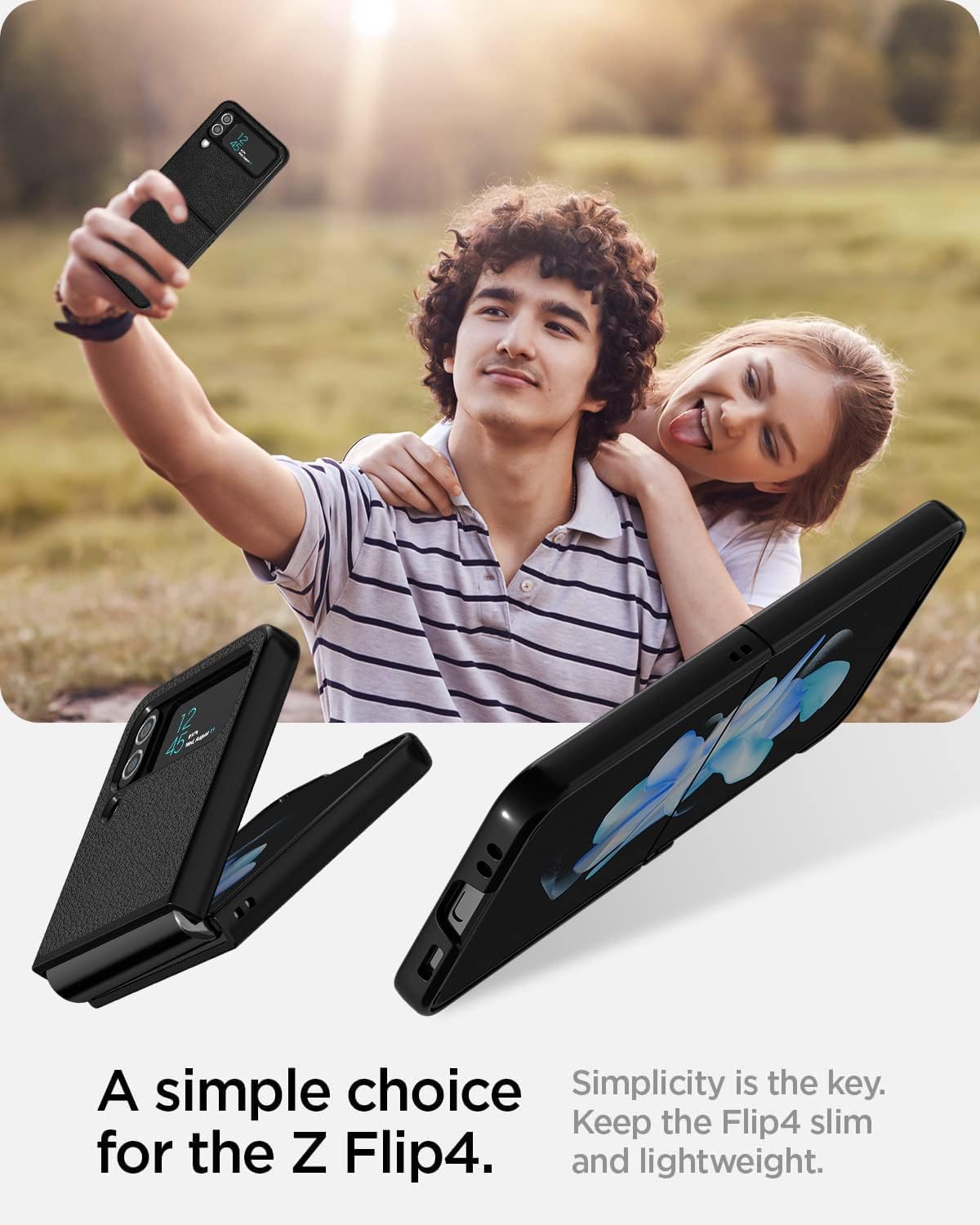 AICase for Galaxy Z Flip 4 Case,Slim Fit PU Leather Protective Flip Phone Case Compatible with Samsung Galaxy Z Flip 4 5G 2022,- Black