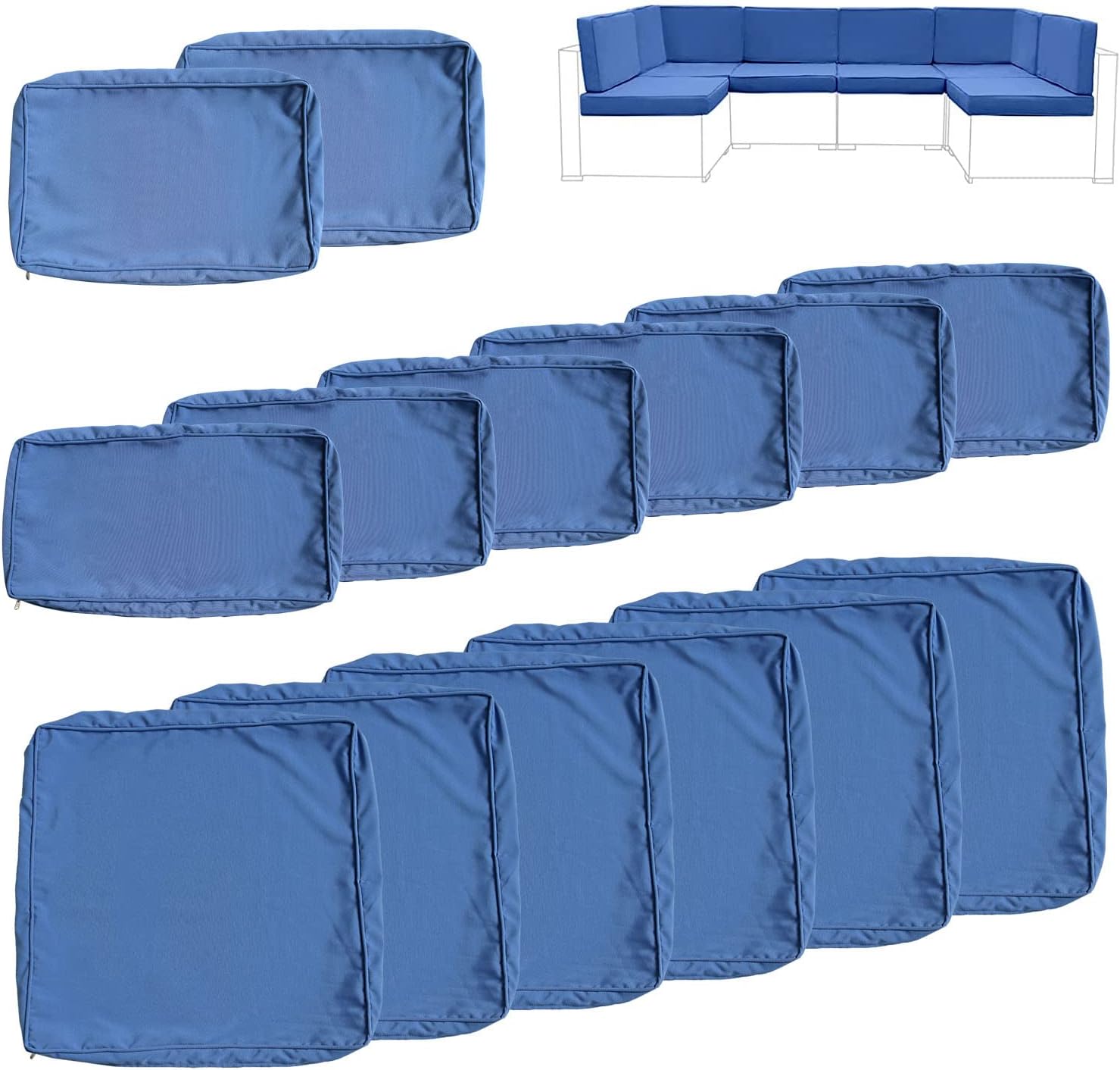 Patio Cushion Covers Replacement,Outdoor Patio Cushion Covers Replacement Waterproof (23.623.63.35 inches, Blue) 23.623.63.35 inches Blue