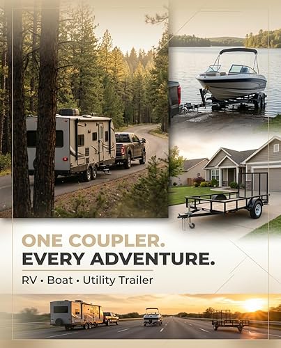 Miniatura 4 de Acoplador de remolque de marco en A forjado de 2 pulgadas con pestillo de gatillo SAE Clase IV 7000 libras para remolque RV, barco, cámper (negro)