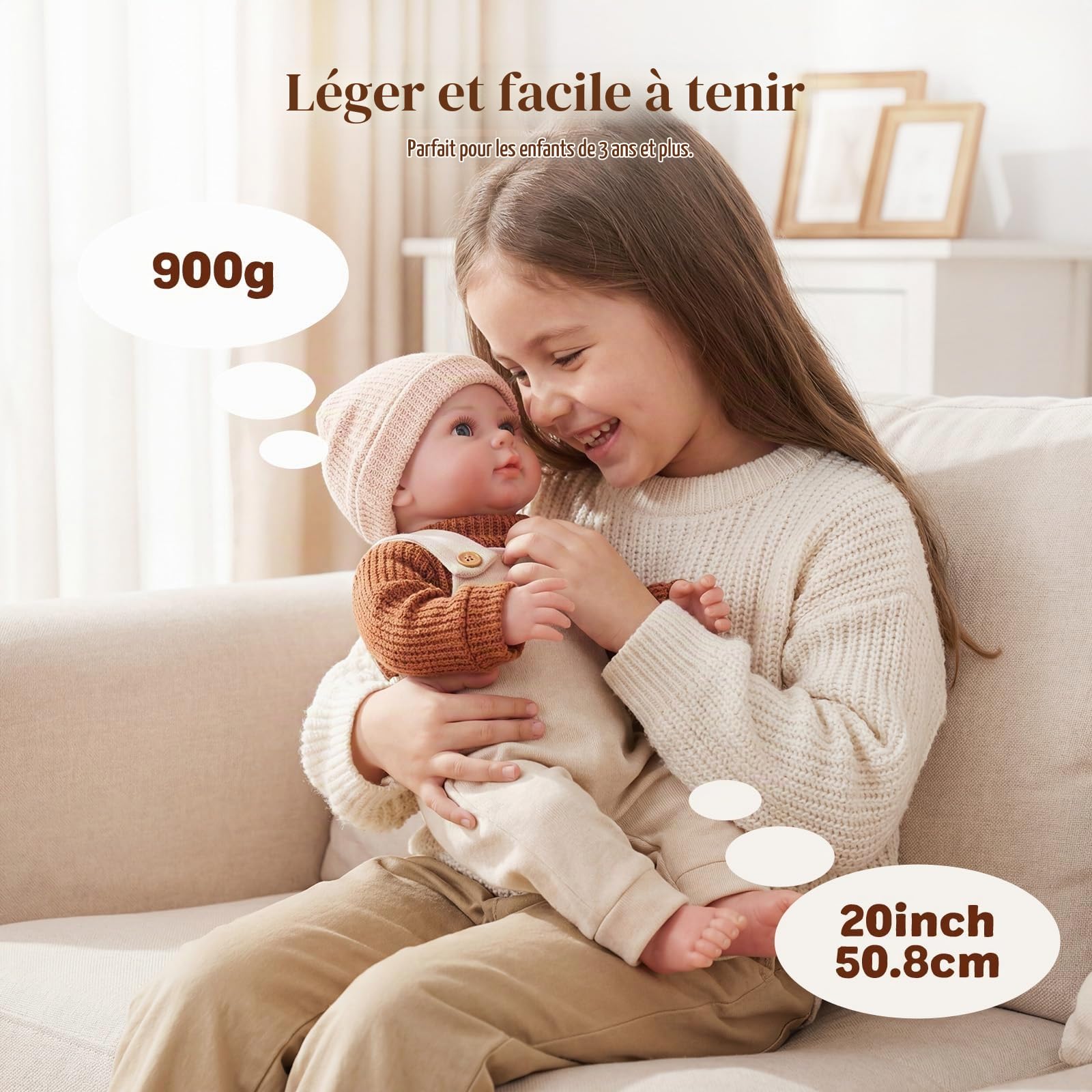 BABESIDE Poupée Bébé Réaliste 50 cm Nouveau-Né Garçons