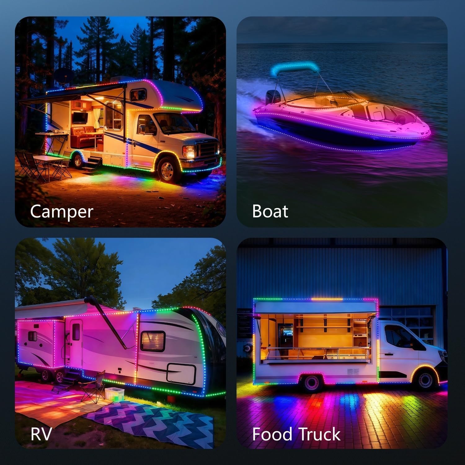 Smart RGB+IC RV Awning Lights, 25FT Dream Color Chasing Camper Awning Lights Strip for RV Canopy, 12V Waterproof APP/Remote RV Underglow Light for Travel, Van, Concession Trailer
