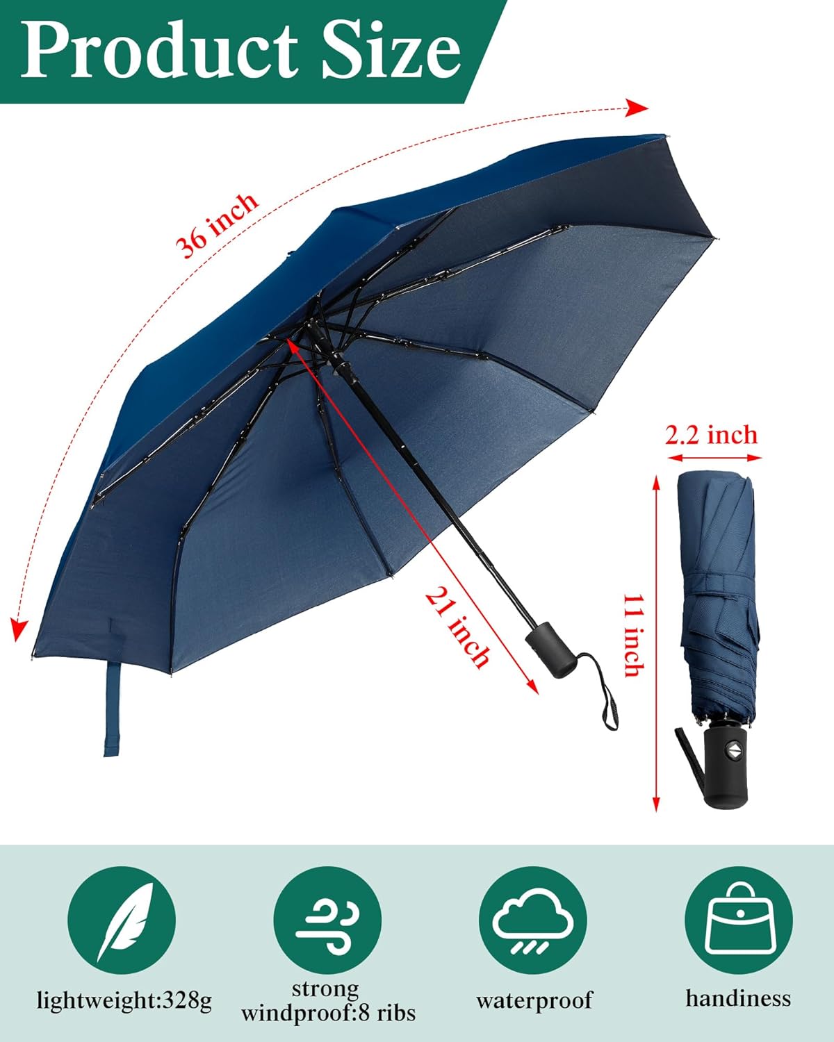 Amylove 16 Pack of Rain Umbrellas Bulk Travel Windproof Automatic Open and Close Collapsible Portable Folding Small Compact Umbrellas for Family Men Women - Image 2