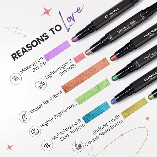 Miniatura 6 de CHARMACY Multichrome - Sombra de ojos en barra 2 en 1, iluminador de ojos impermeable, alta pigmentación, a prueba de manchas, vegano y libre de
