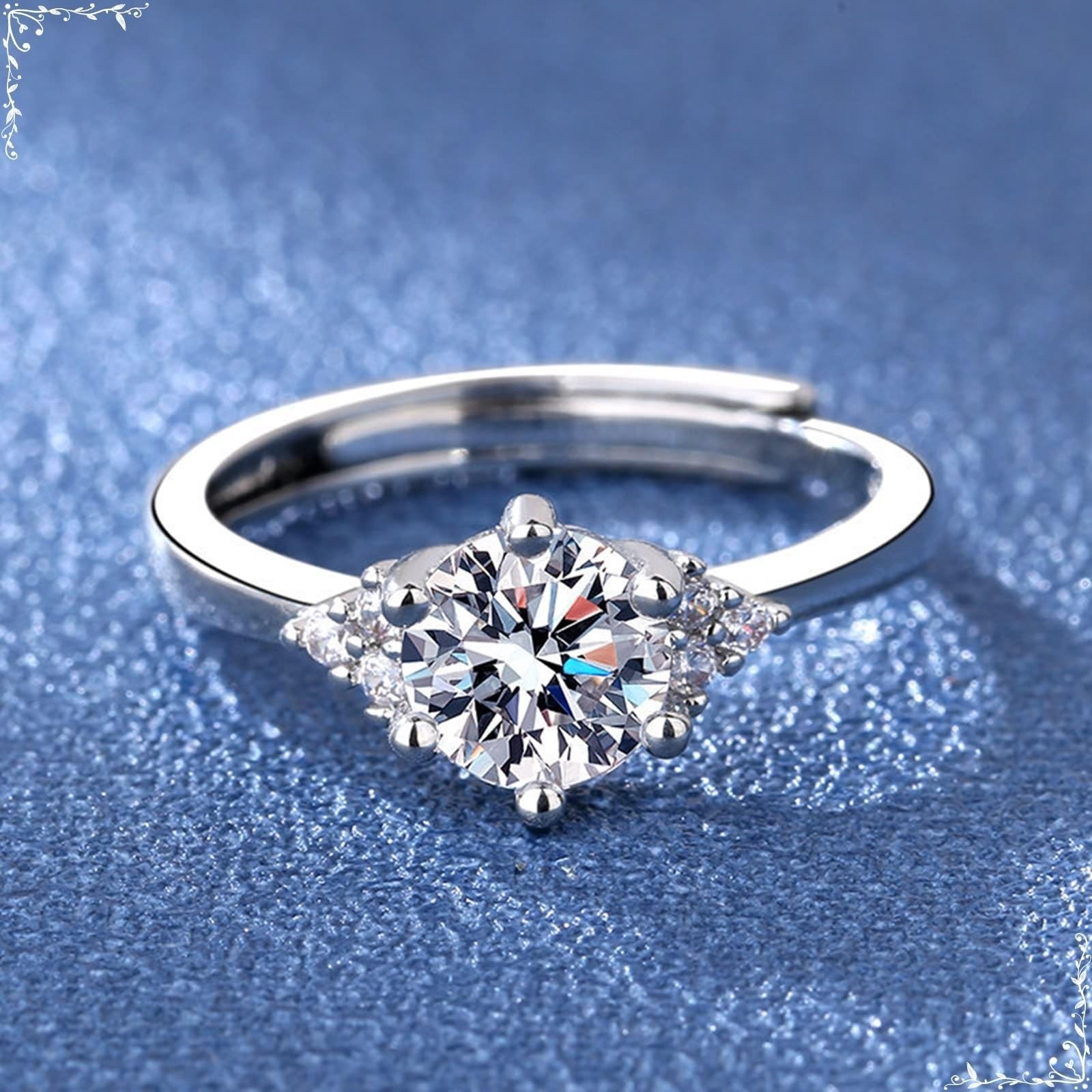 Obrączki zaręczynowe Moissanite gładkie białe złoto obrączki ślubne dla kobiet 18K z błyszczącą cyrkonią sześcienną rozmiar H 1/2 moda dla pań biżuteria na Święto Dziękczynienia
