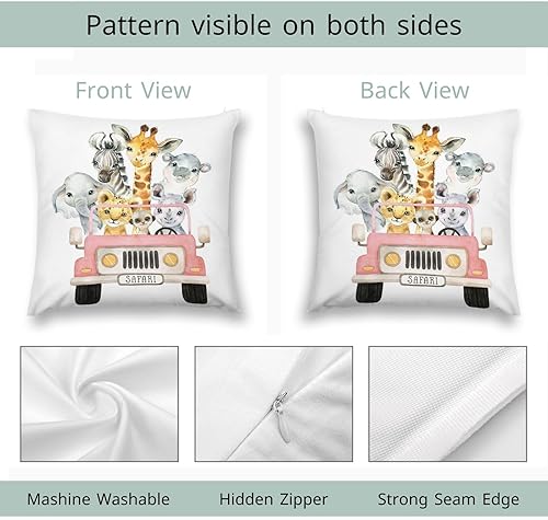 Miniatura 9 de HawSkgFub Funda de almohada decorativa para bebé niño y niña, funda de almohada decorativa con diseño de camión de safari, funda de cojín de selva,