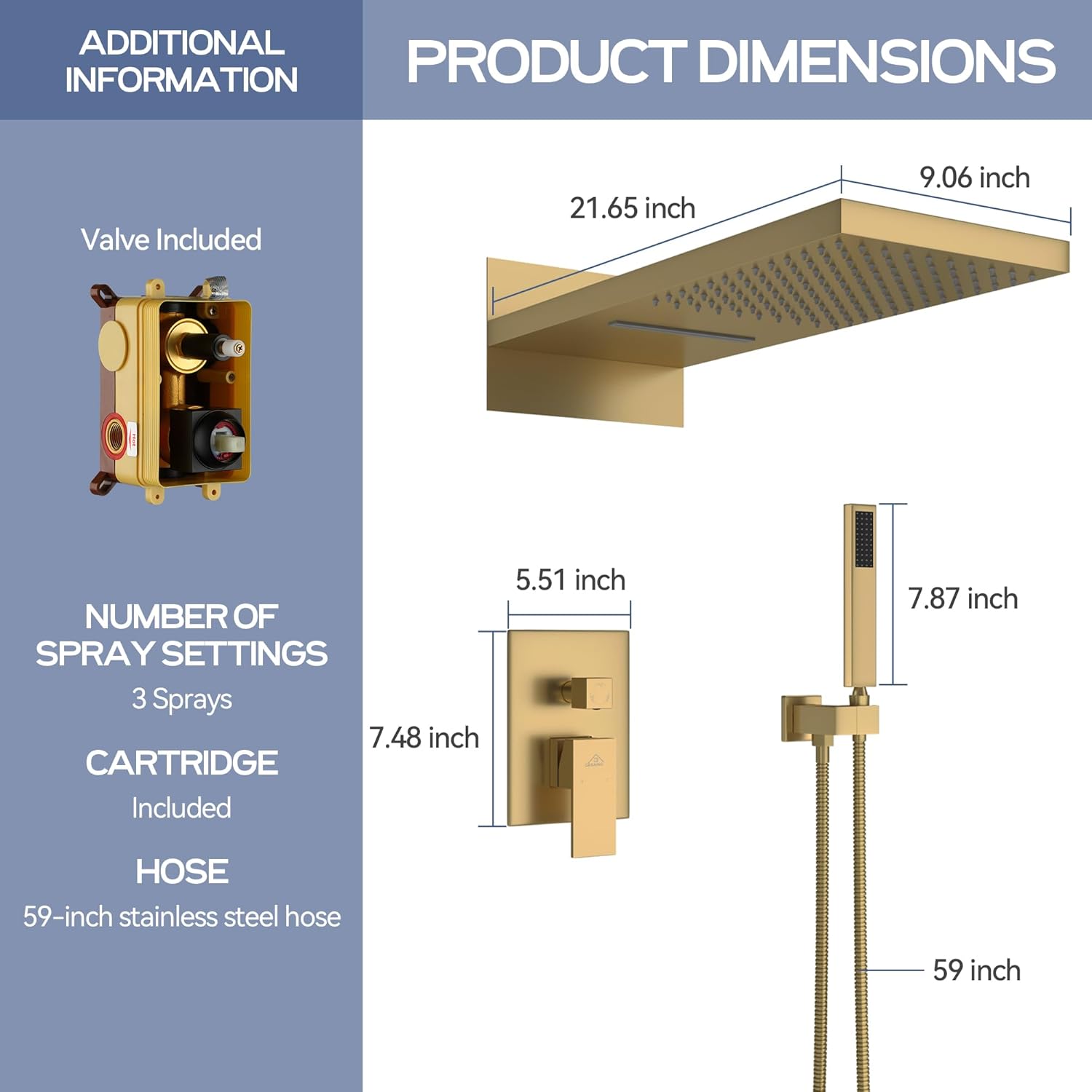 Diagram showing product dimensions and specifications