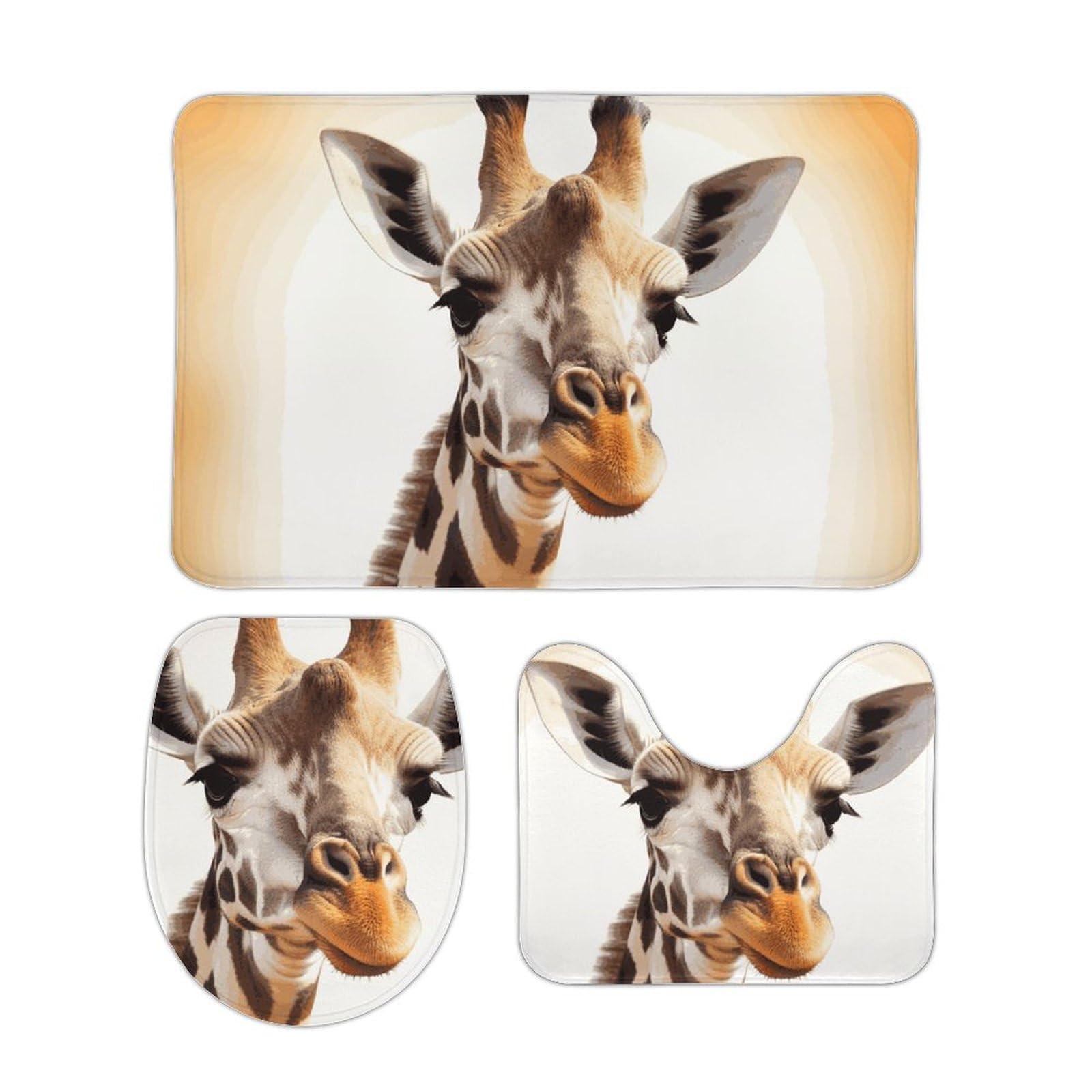 Tapis de bain antidérapants lavables avec housse WC girafe mignonne