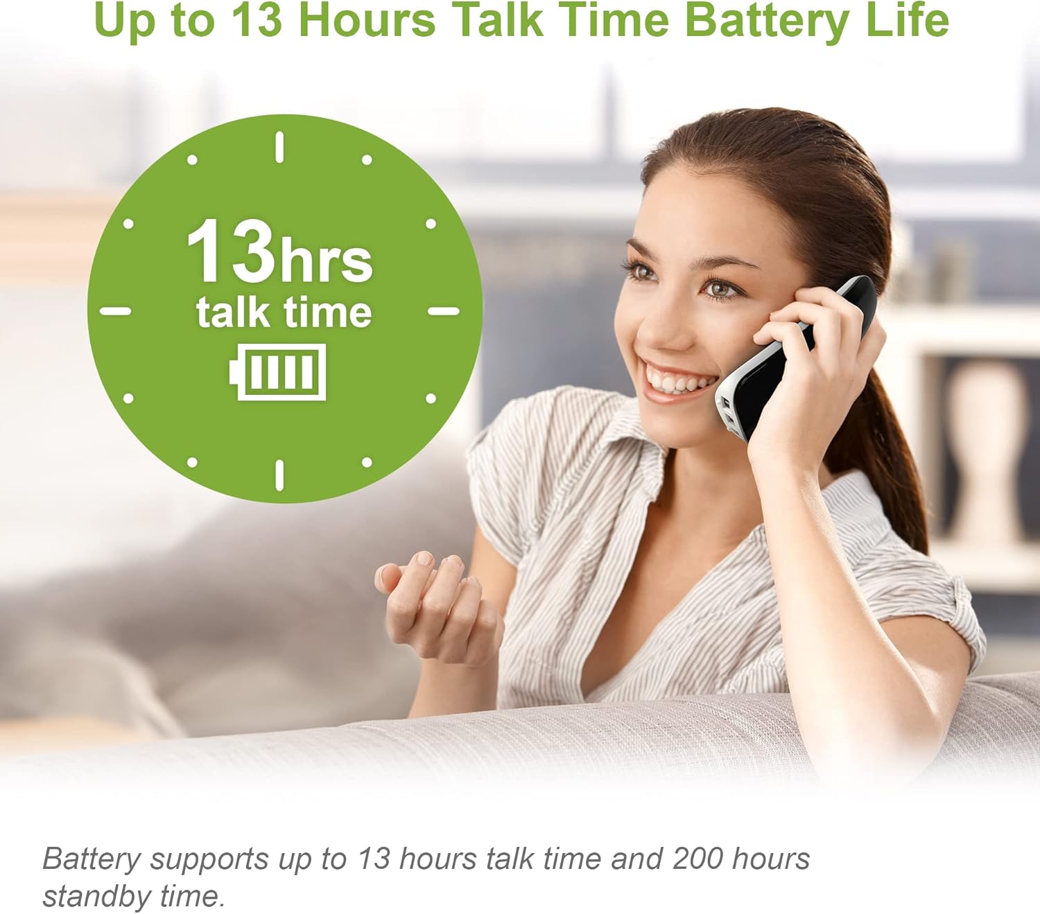 VTech CS1500 handset with backlit display in dim light