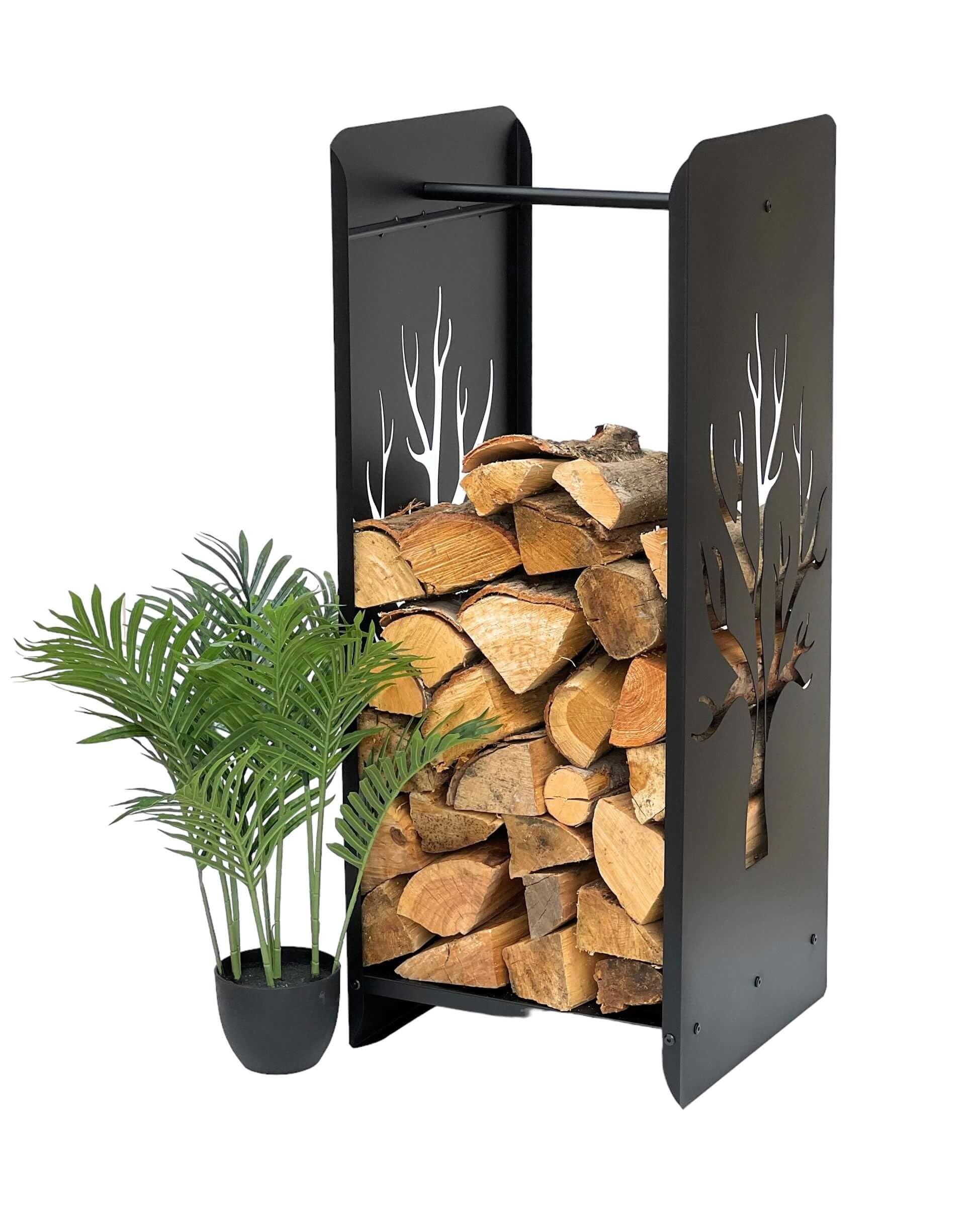 DanDiBo Kaminholzregal Innen Metall Schwarz 100 cm Kaminholzständer 96428 Brennholzregal Schmal Kaminholzhalter