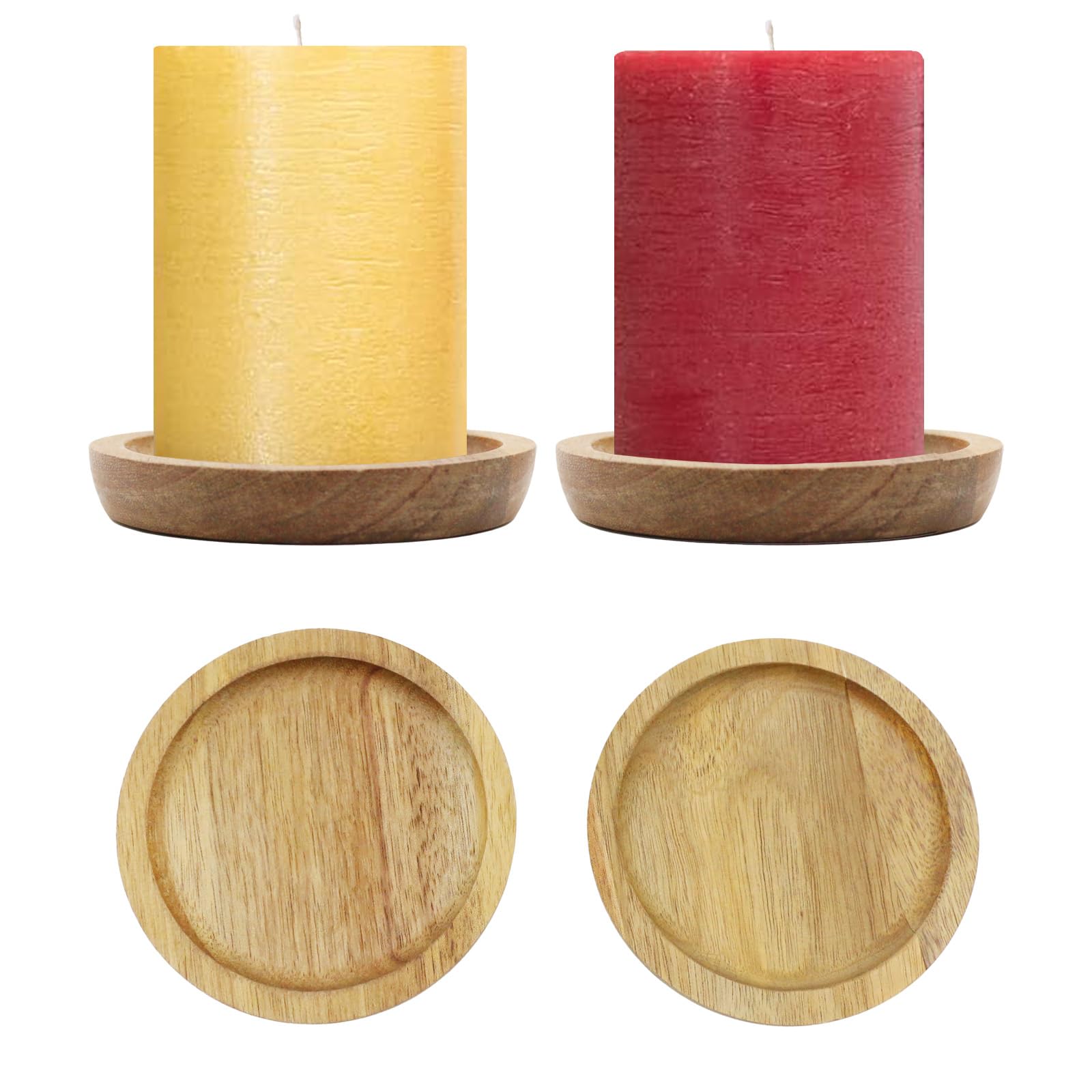 Lot De 2 Bougeoirs En Bois De Cyprès – Diamètre 10 Cm – Pour Bougies Piliers – Décoration Maison Et Mariage - 8