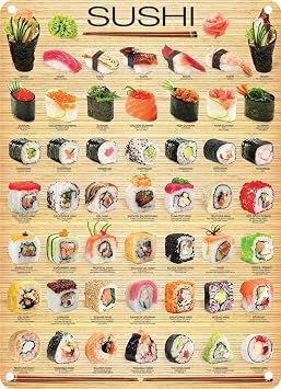 Vintage Tin Poster The Sushi Japan Metal Tin Sign 8x12 Inch Retro Home Kitchen Office Garden Garage Wall Decor Tin Plaque New