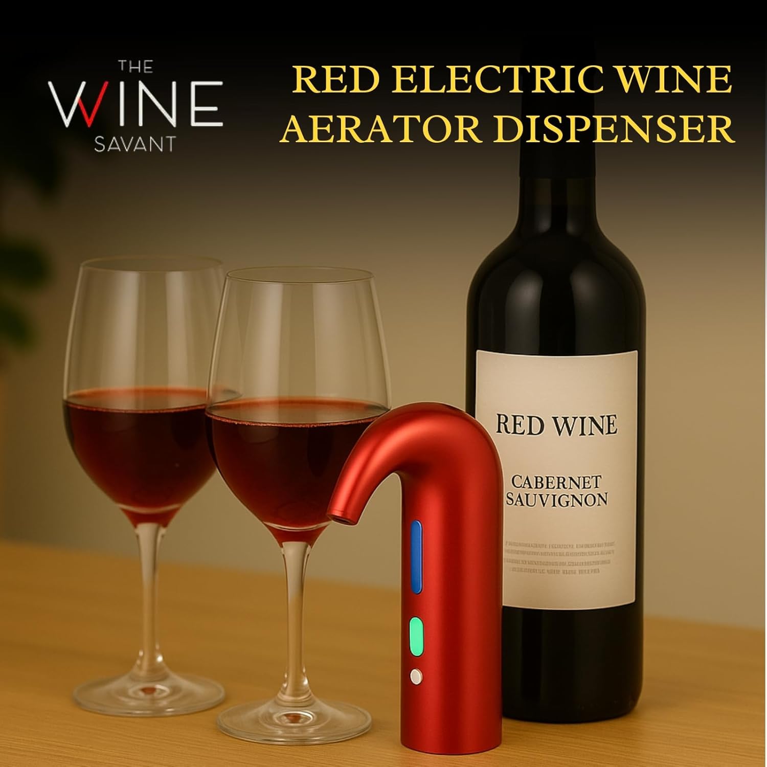 Electric Wine Aerator Dispenser - Portable Premium Opener Accessory for Red & White Wines - Touch Activated Aeration for Spirits - Spout Pourer - Beginner and Enthusiast Gift (RED)