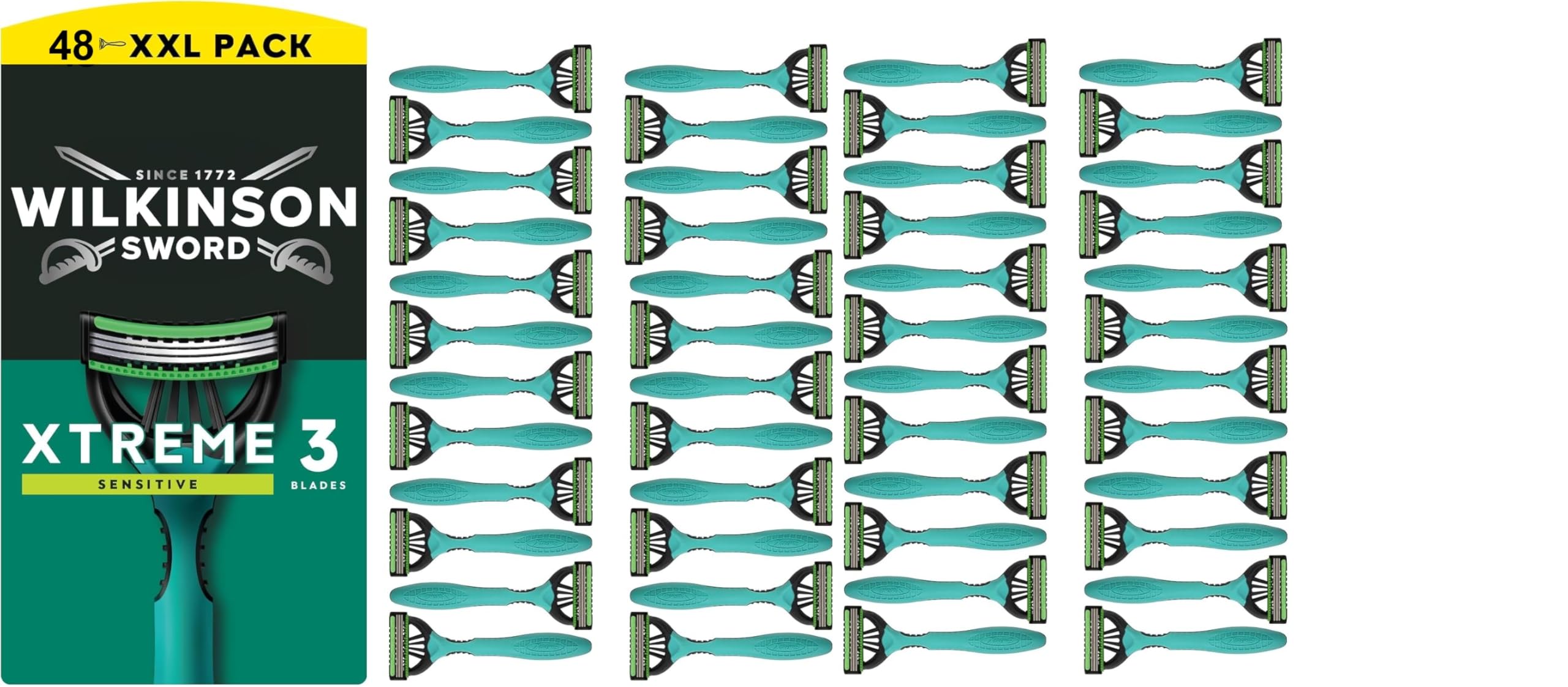 Wilkinson Sword Xtreme 3 Sensitive Lot de 48 rasoirs jetables pour homme