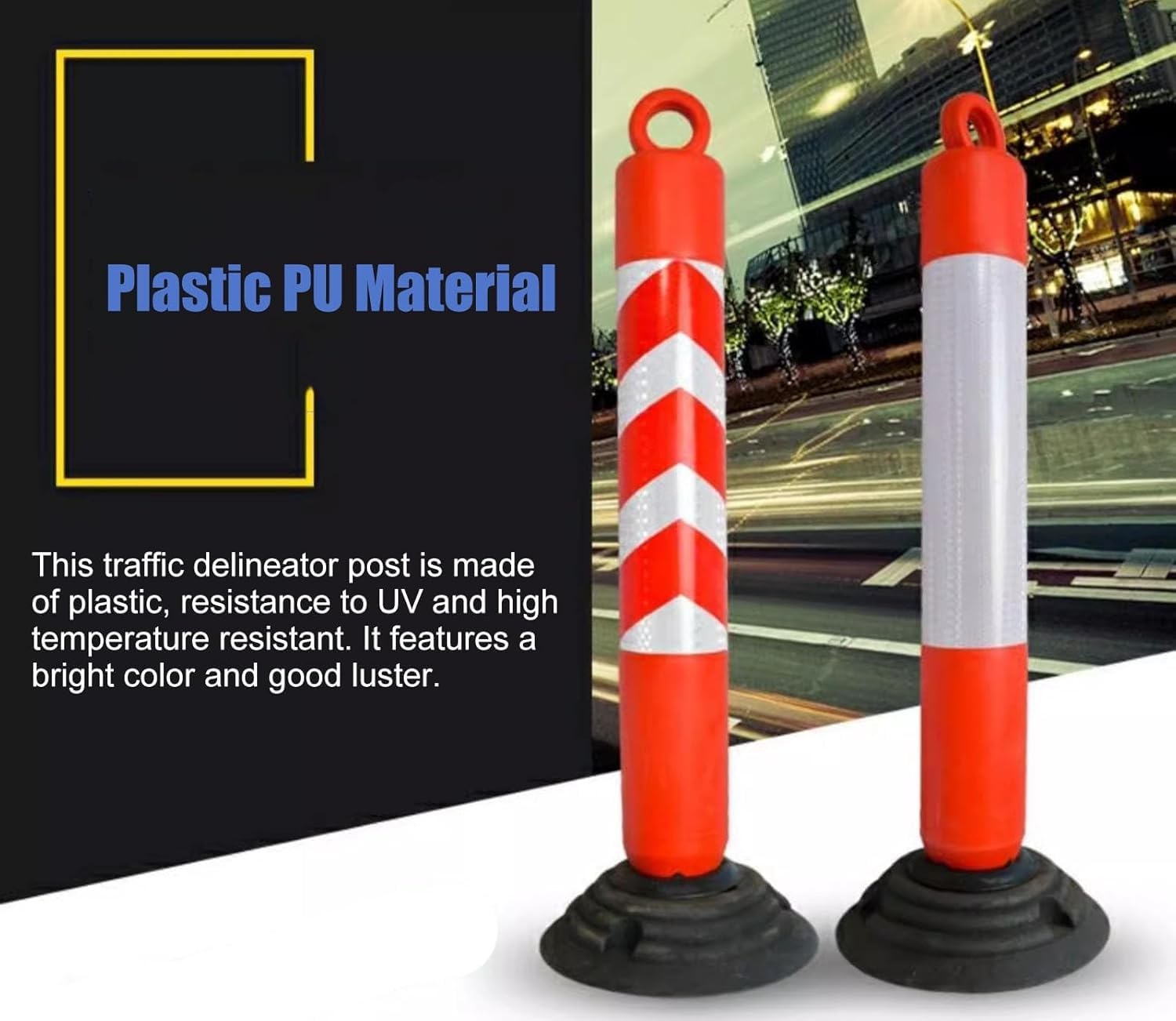 Coni riflettenti per la sicurezza stradale, alti 80 cm, flessibili, per vialetti, segnale di avvertimento, dissuasore di parcheggio, controllo della folla, in plastica, neri.