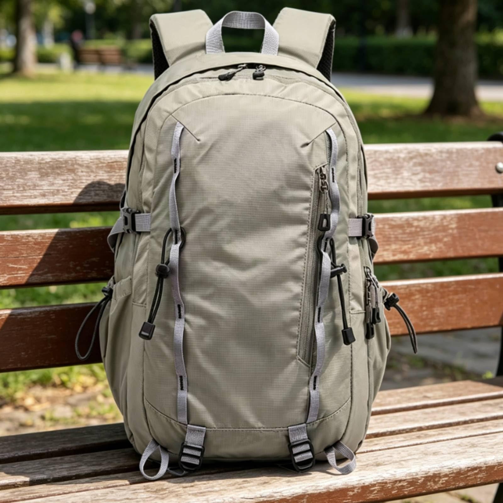 Milageto Zaino con Spallacci Imbottiti Multitasche Zaino con Tasche Laterali Ergonomico Borsa per Pendolari, Viaggio, Array, Nero