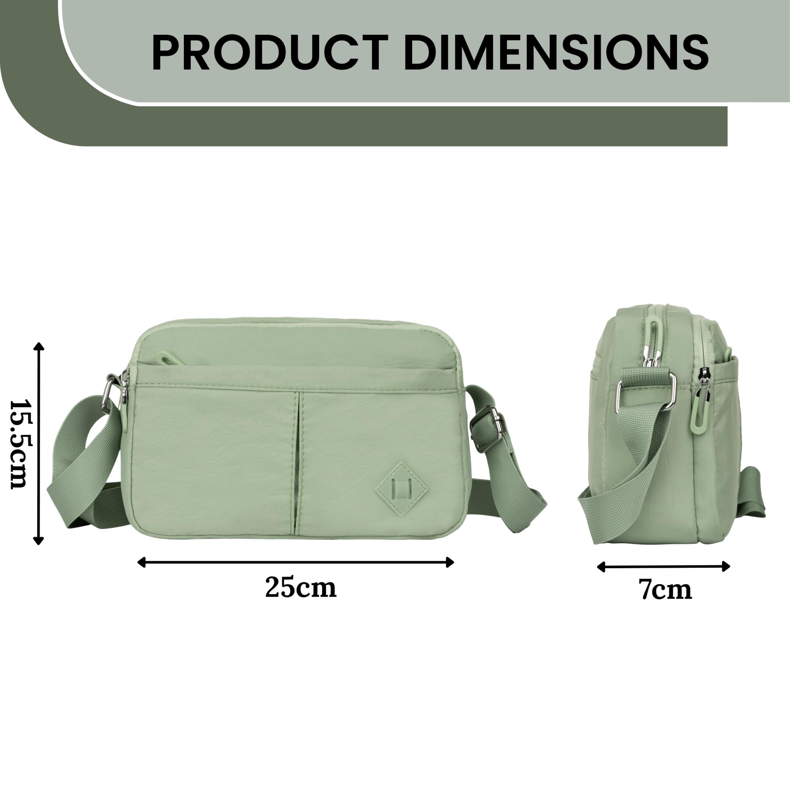 PRANIJ Women’s Crossbody Bag – Lightweight Waterproof Shoulder Bag with Multiple Pockets, Adjustable Strap, Stylish Travel Purse for Everyday Use (Sage Green) 2