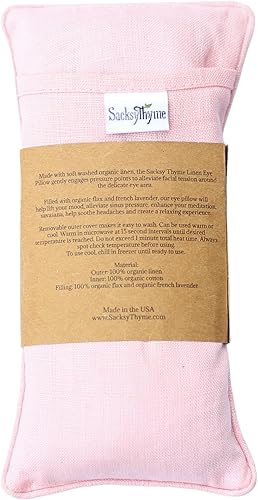 Miniatura 4 de Almohada de ojos de lino orgánico  Lavanda y linaza para relajación, yoga, alivio del estrés  Almohadilla térmica para microondas y compresa fría