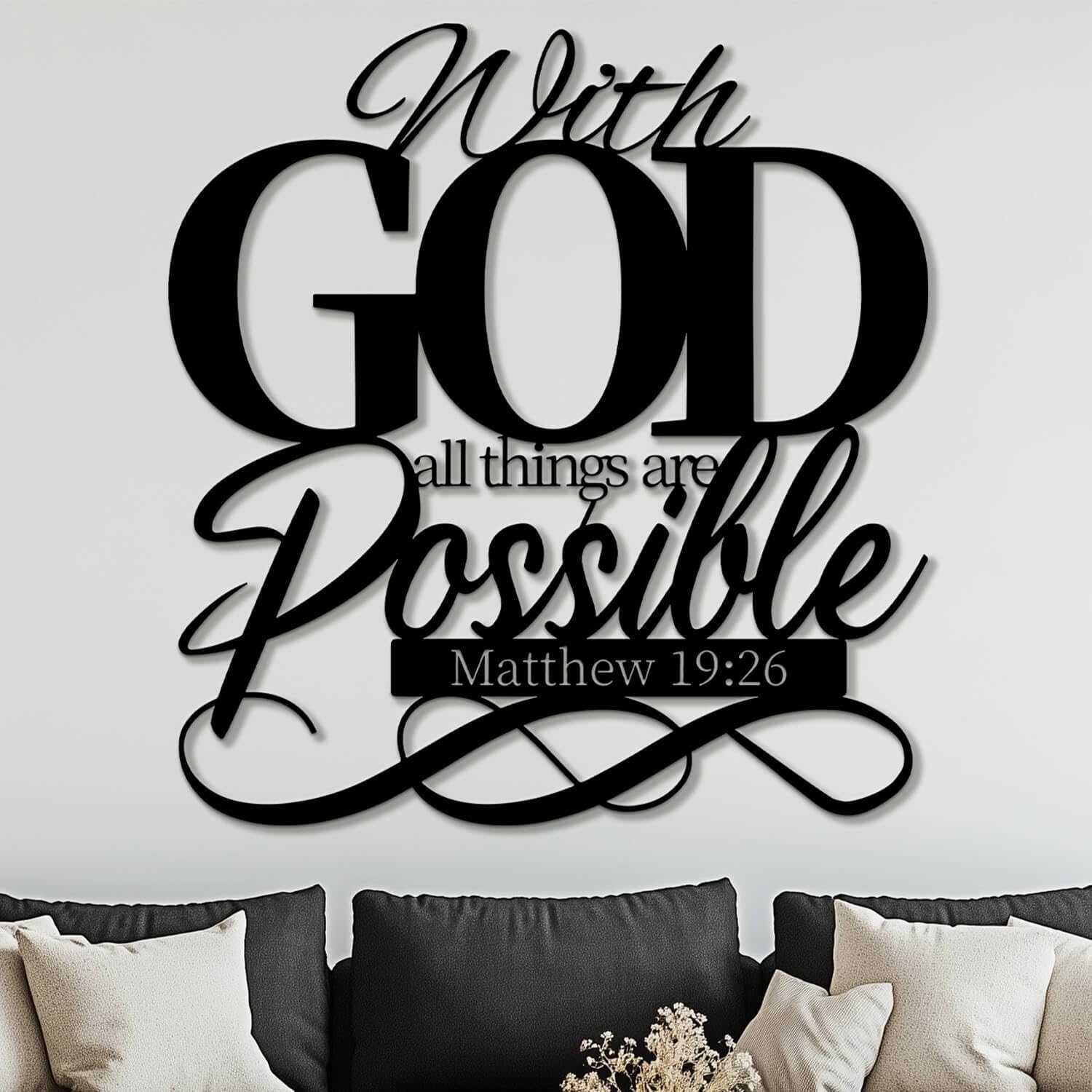 Amazon.com: Flewfar Metal Bible Verses Wall Art, Matthew 19:26 ...