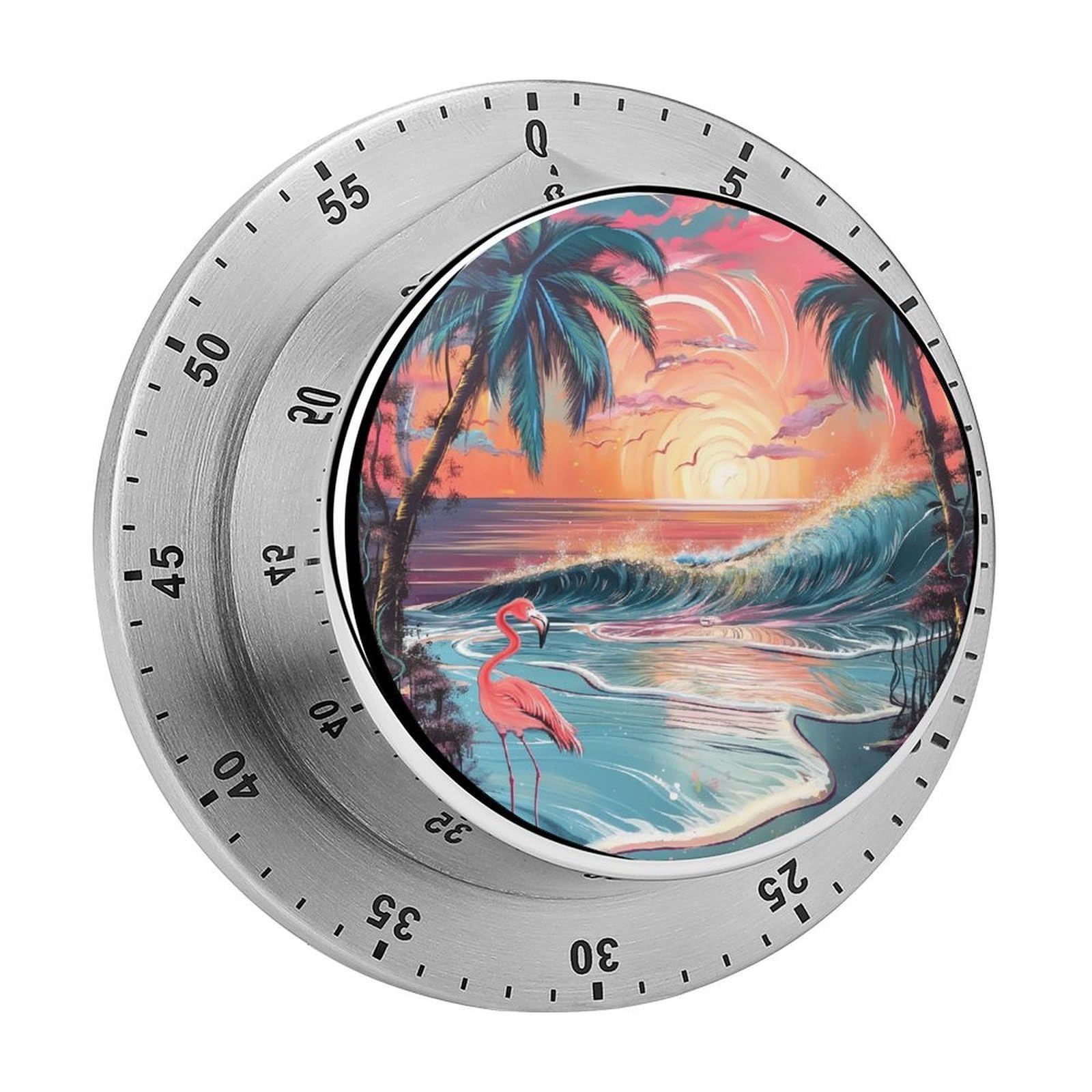 Flamingo Sunset Kitchen Timer Magnetic Countdown Countup Timer for Cooking Baking 8x8cm
