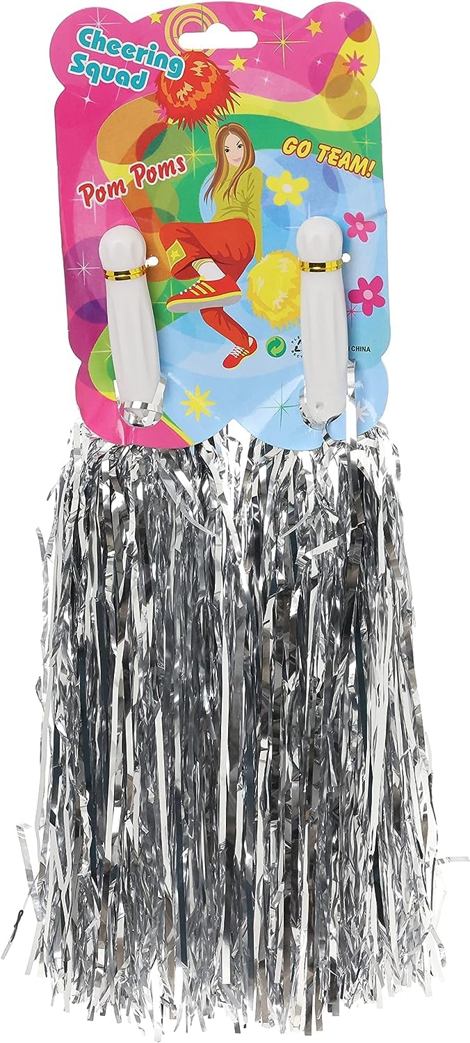 LUDALY 3 Year And Up One Pairs Cheer Leading Pom Poms (Silver) 1