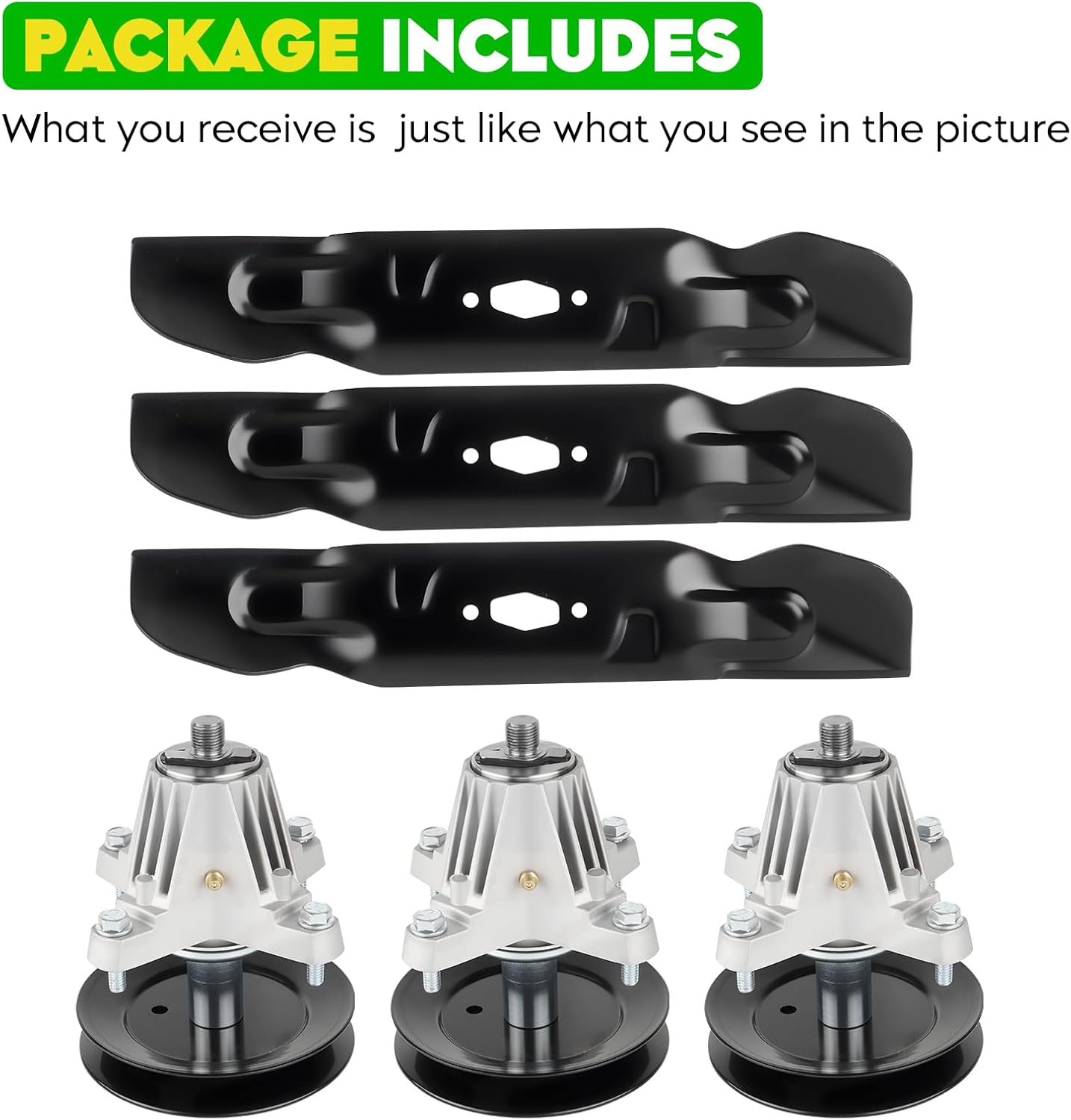 54" Deck Lawn Mower Spindle Rebuild Blade Kit Include 3 Spindle 742-05086 618-0923, for Cub Cadet for MTD XT1-GT54 XT1-ST54 ZT1-54 ZT2-54, for Craftsman Z5800 Z7600 T3200, 3 Blades 742P05086, 742-0508