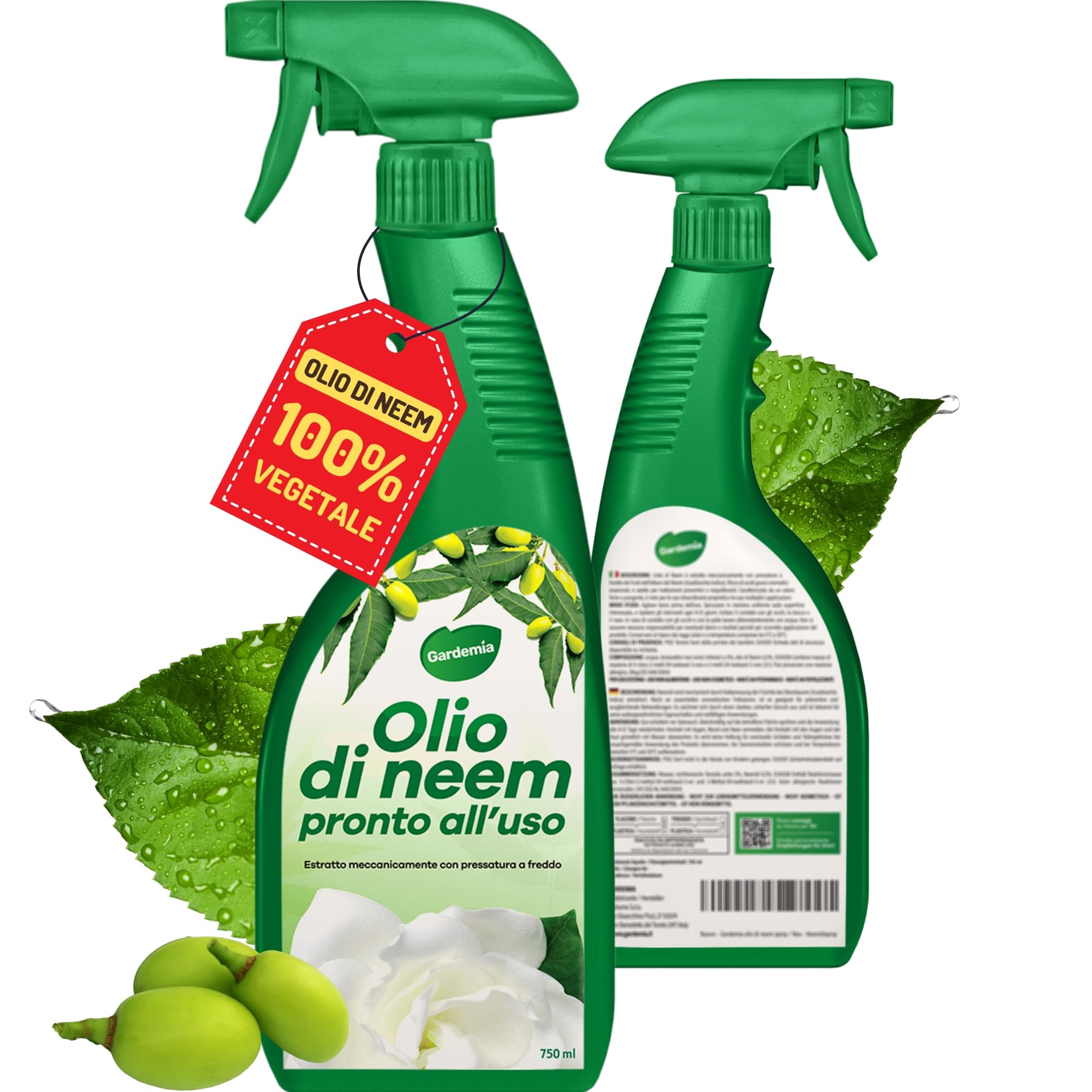 Gardemia Olio di Neem Spray per Piante 750ml Pronto Uso Azione Naturale