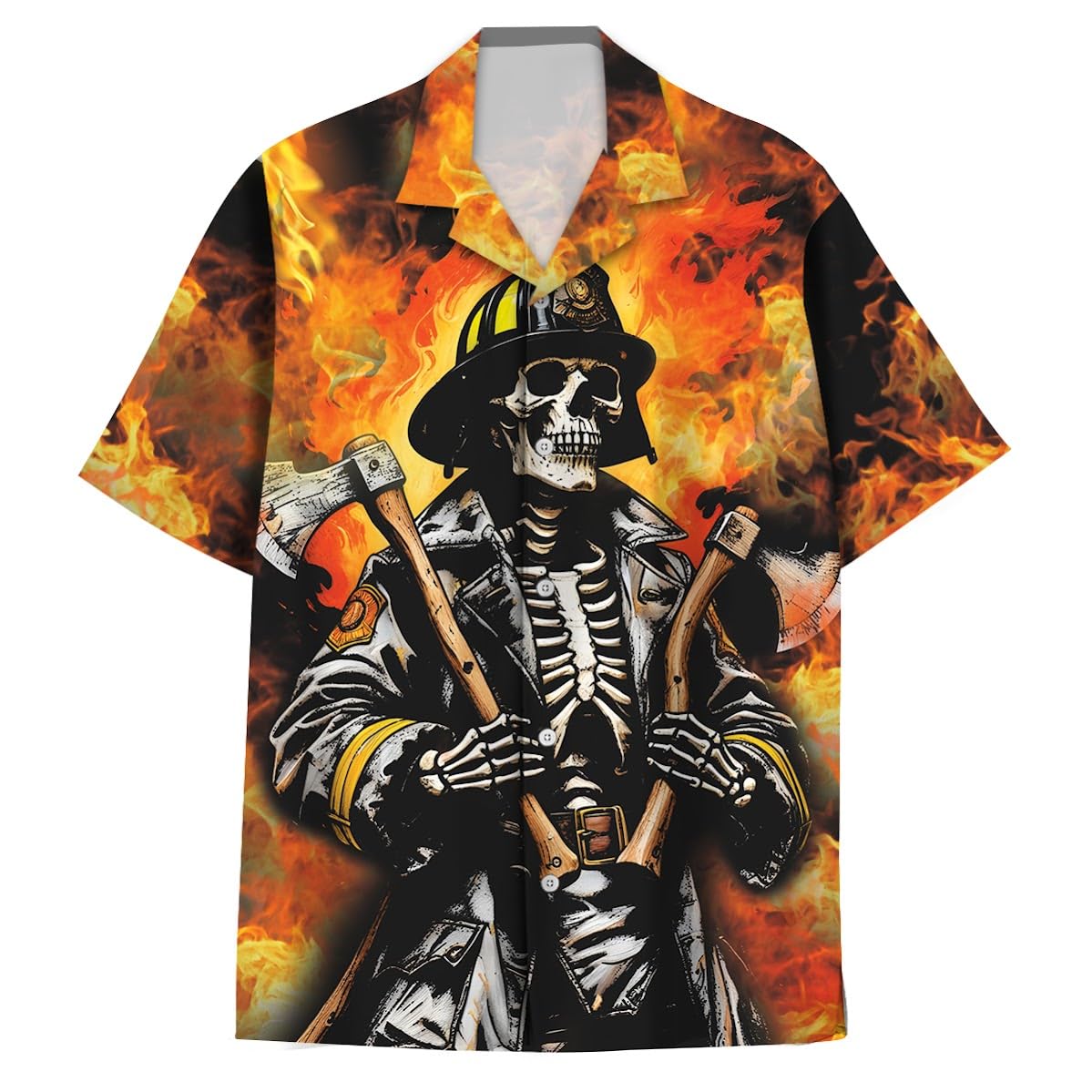 Firefighter Hawaiian Shirt for Men, Firefighter Casual Button Down Summer Aloha Beach Shirt