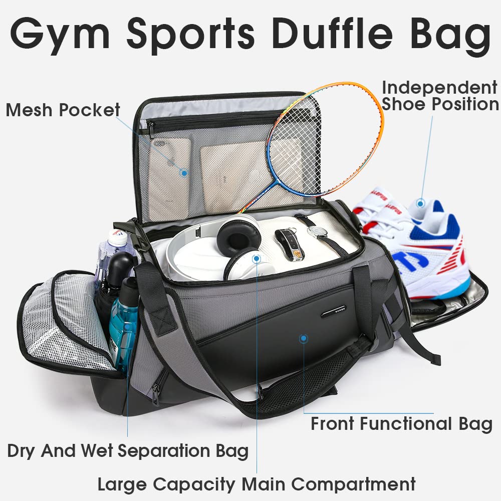 Buy BANGE Gym Bag For Men,Dry And Wet Depart Pocket Sports Duffel Backpack With Shoes