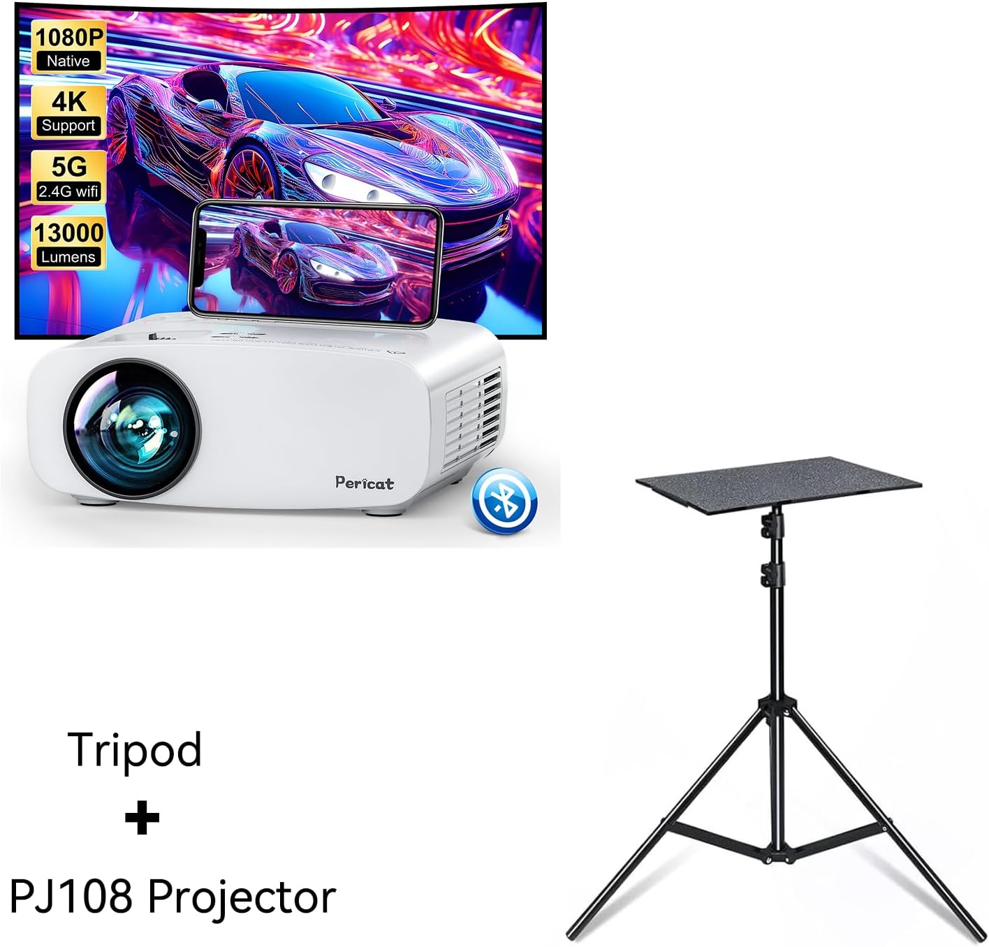 pericat PT01 Projector, and Tripod Stand Bundle Kuwait | Ubuy