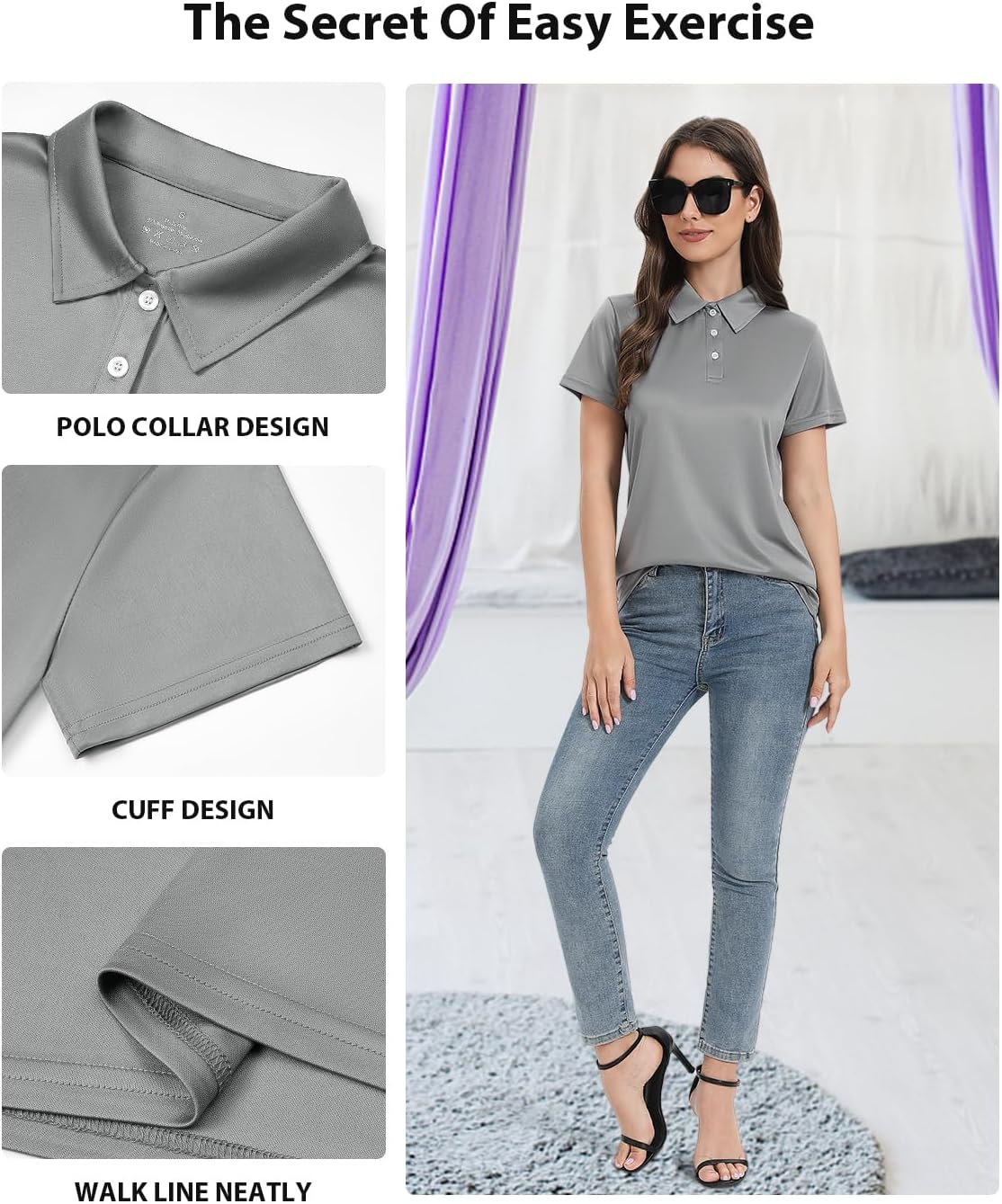 Ullnoy Women Soft Polo Shirts Short Sleeve Dry Fit Golf Shirt for Women Moisture Wicking Athletic Polo Tee Pack - Image 4