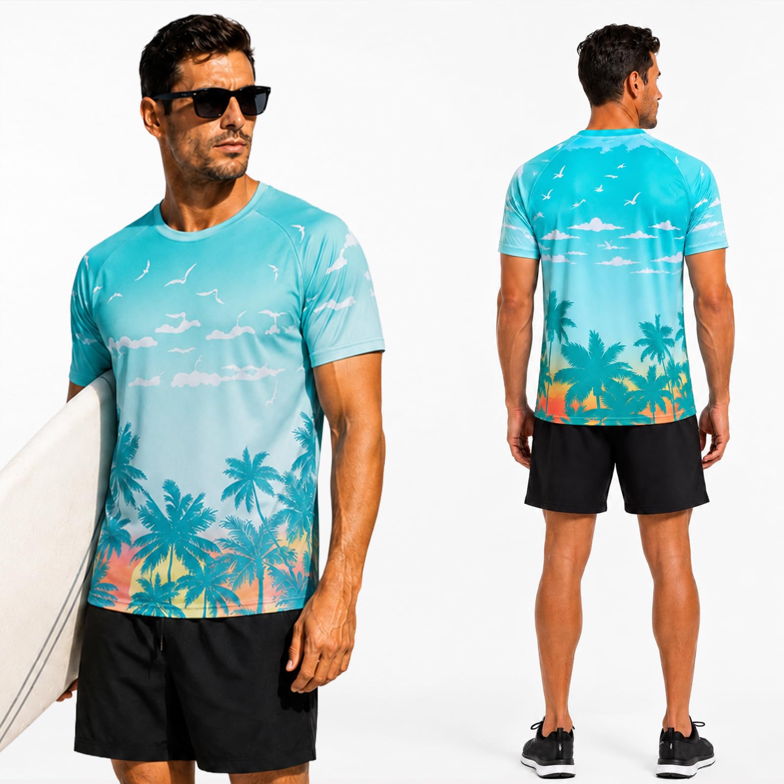 Cimic 3 Pack Rashguard UV Camicia Uomini Swim Tshirt UPF 50+ UV Protezione Solare Traspirante ad Asciugatura Rapida per Surf all'aperto Running Top