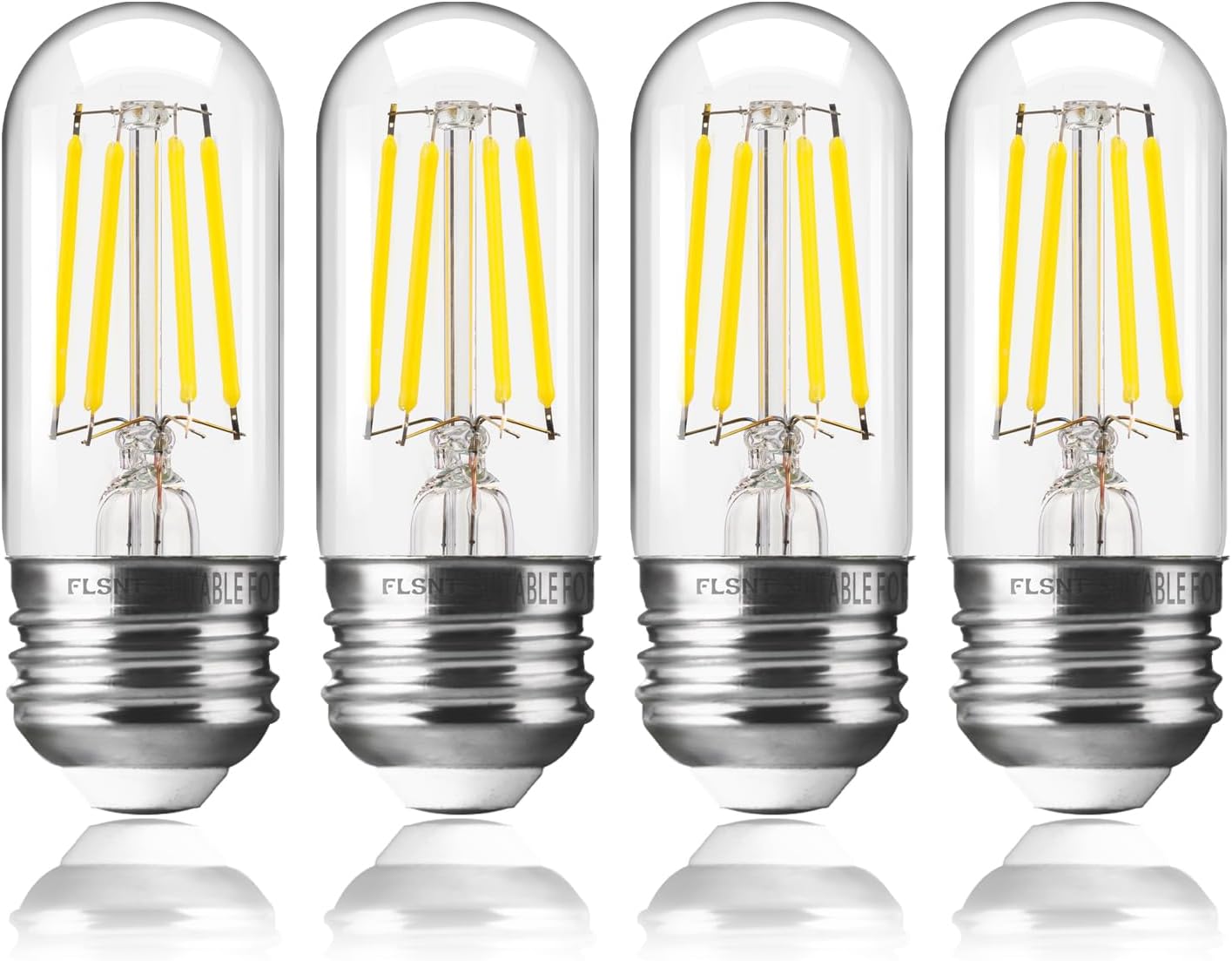FLSNT LED Refrigerator Light Bulb 40 Watt Equivalent, 120V Fridge Appliance Light Bulb 4W Daylight White 5000K, Waterproof T10 Fridge Light Bulbs 500LM, E26 Freezer Light Bulbs Non-dimmable, 4 Packs